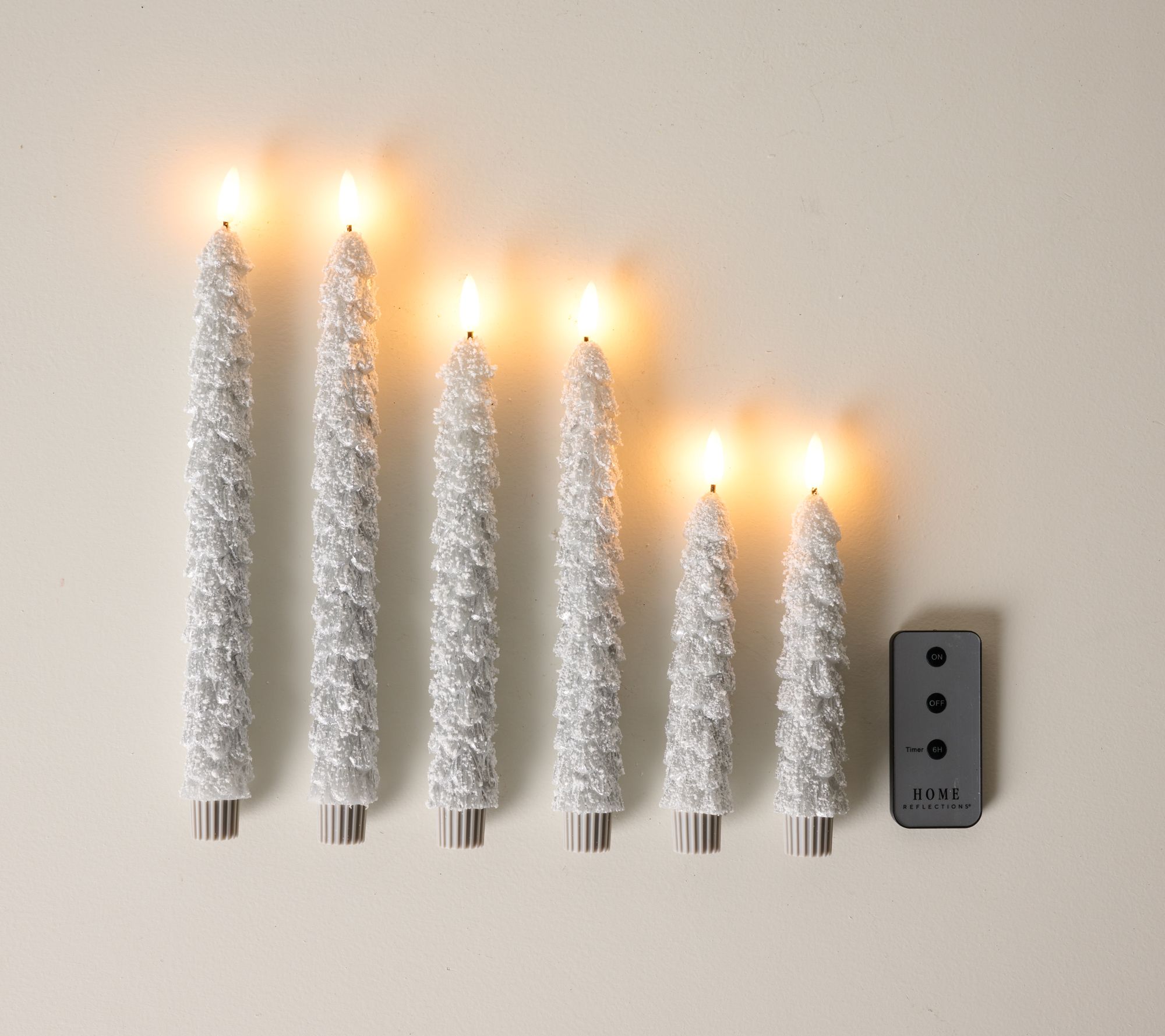 Home Reflections S/6 Flocked Flameless Tree Tapers