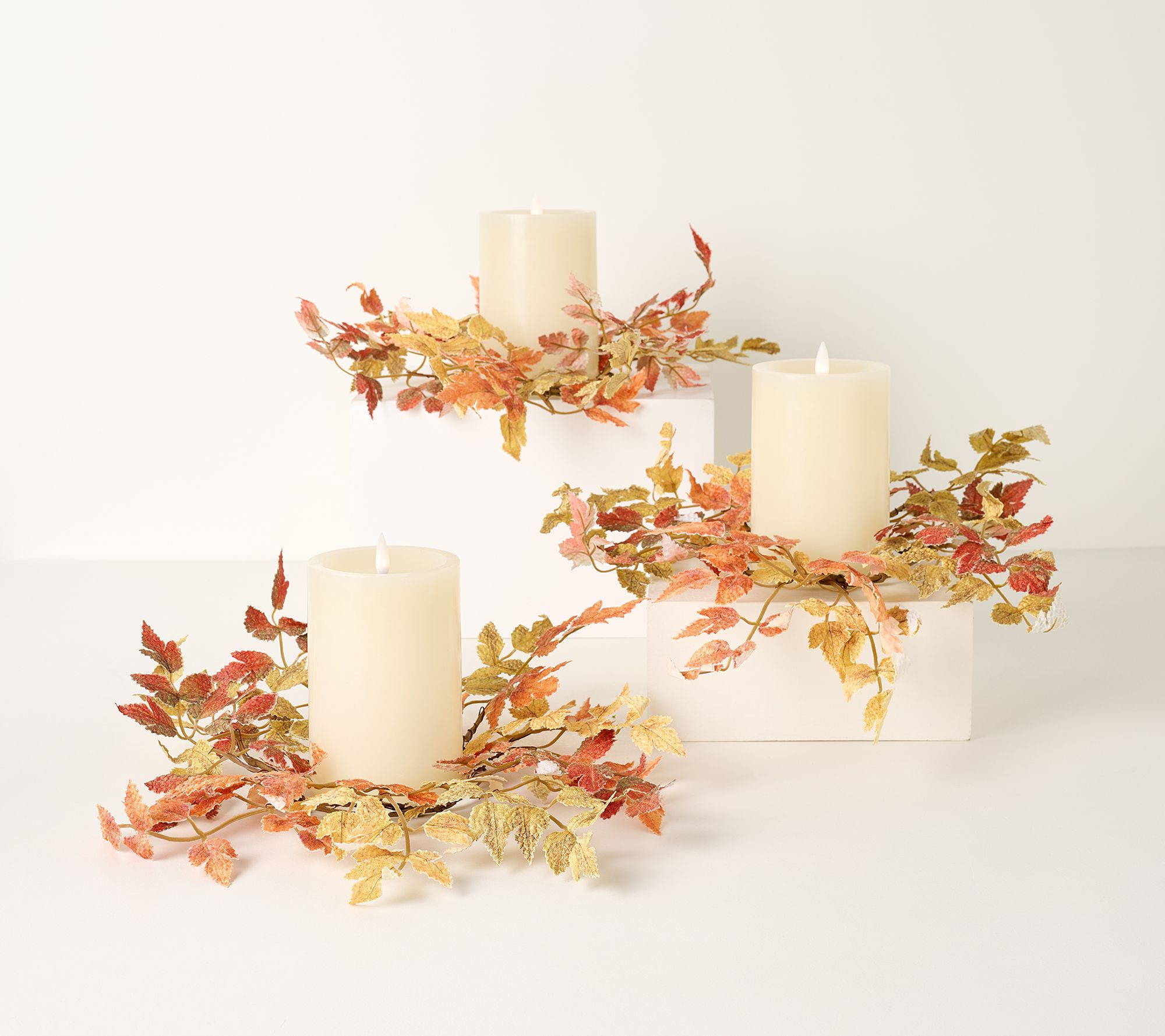 Set of 3 Harvest Leaf Candle Rings by Valerie