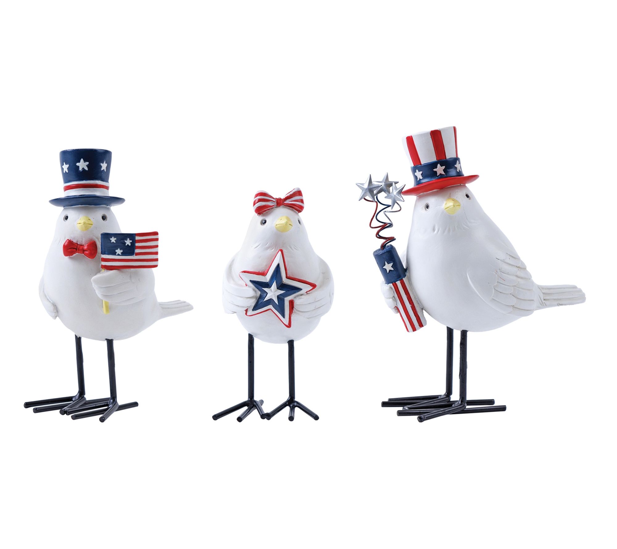 HomeRoots Set of 3 Red White Blue Americana Bird Figurines