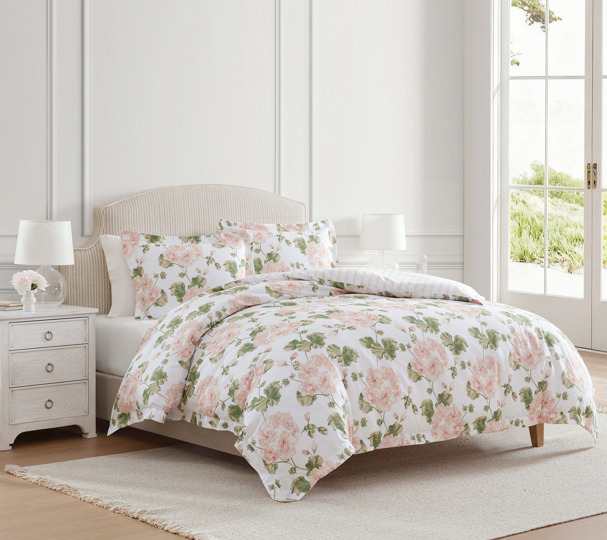Martha Stewart Geranium Bloom Pink Cotton KingComforter Set