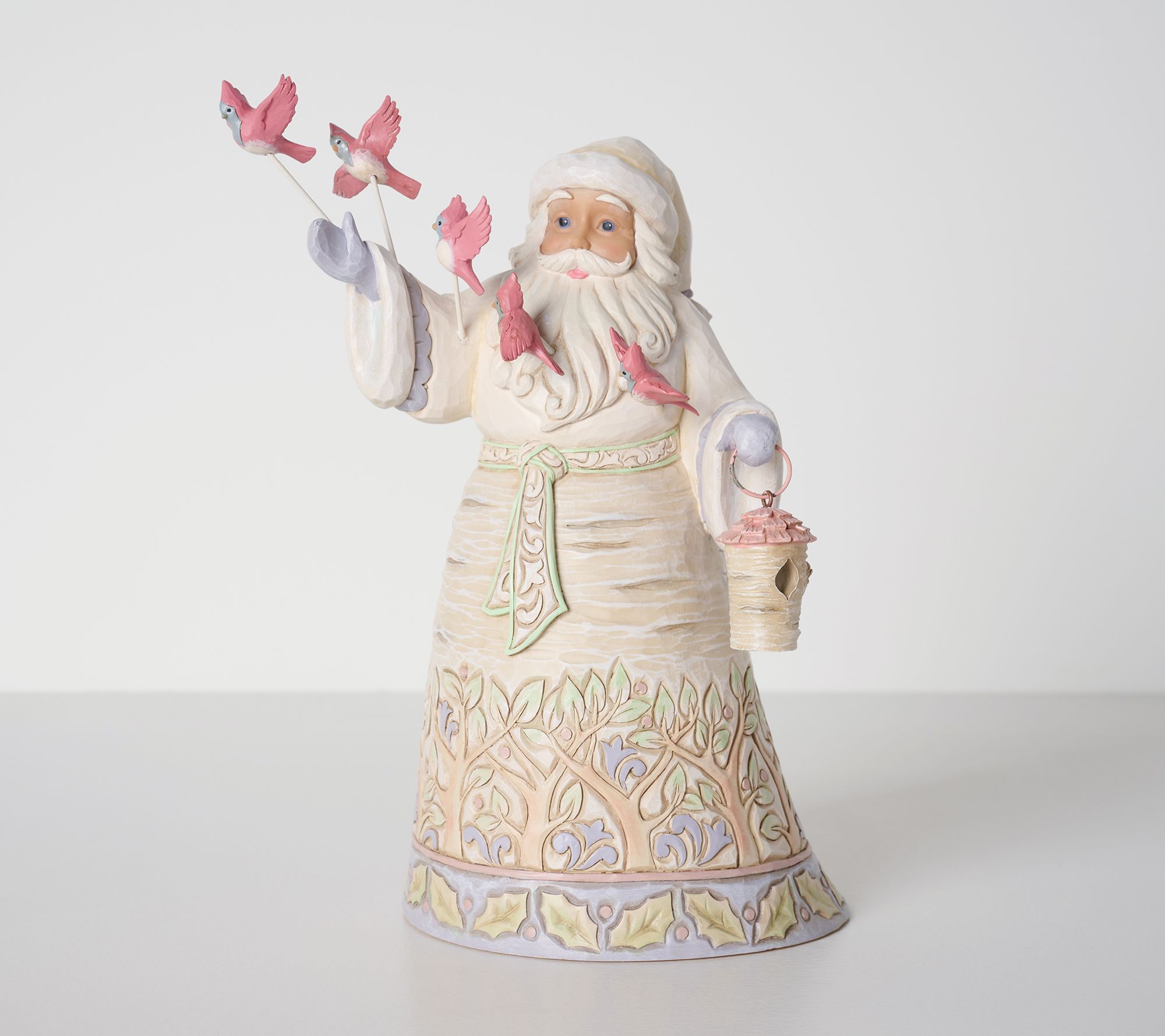 Jim Shore 9" White Woodland Santa with Cardinals