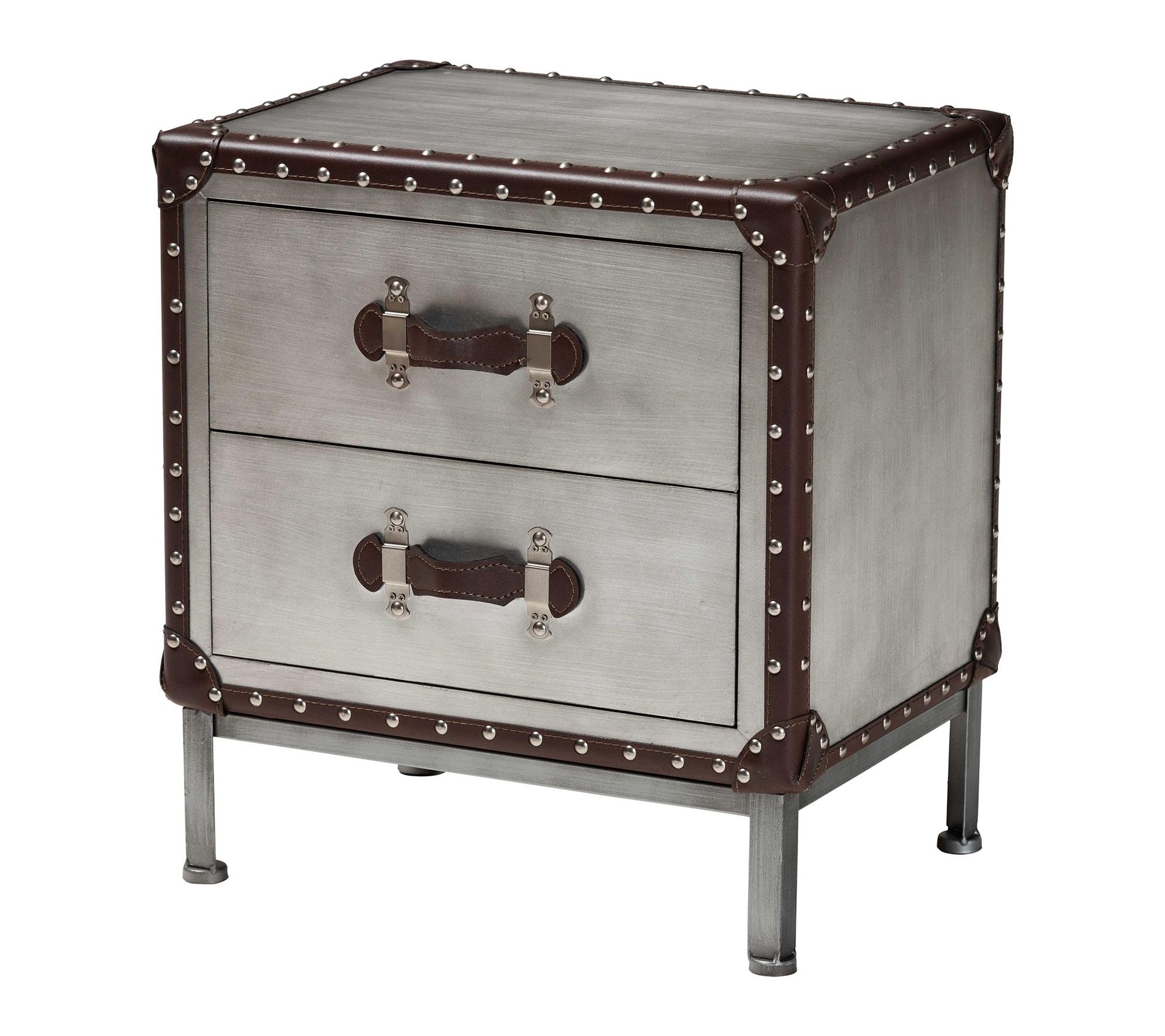Baxton Studio Jacey Silver Metal 2-Drawer End Table