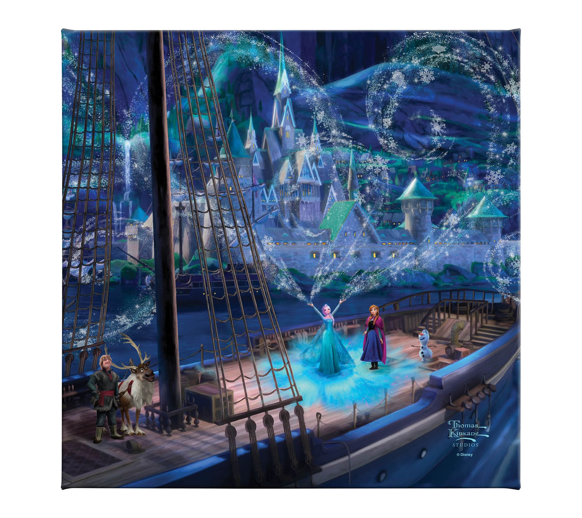 Thomas Kinkade Disney Frozen Love and Magic 14x14 Gallery Wrap