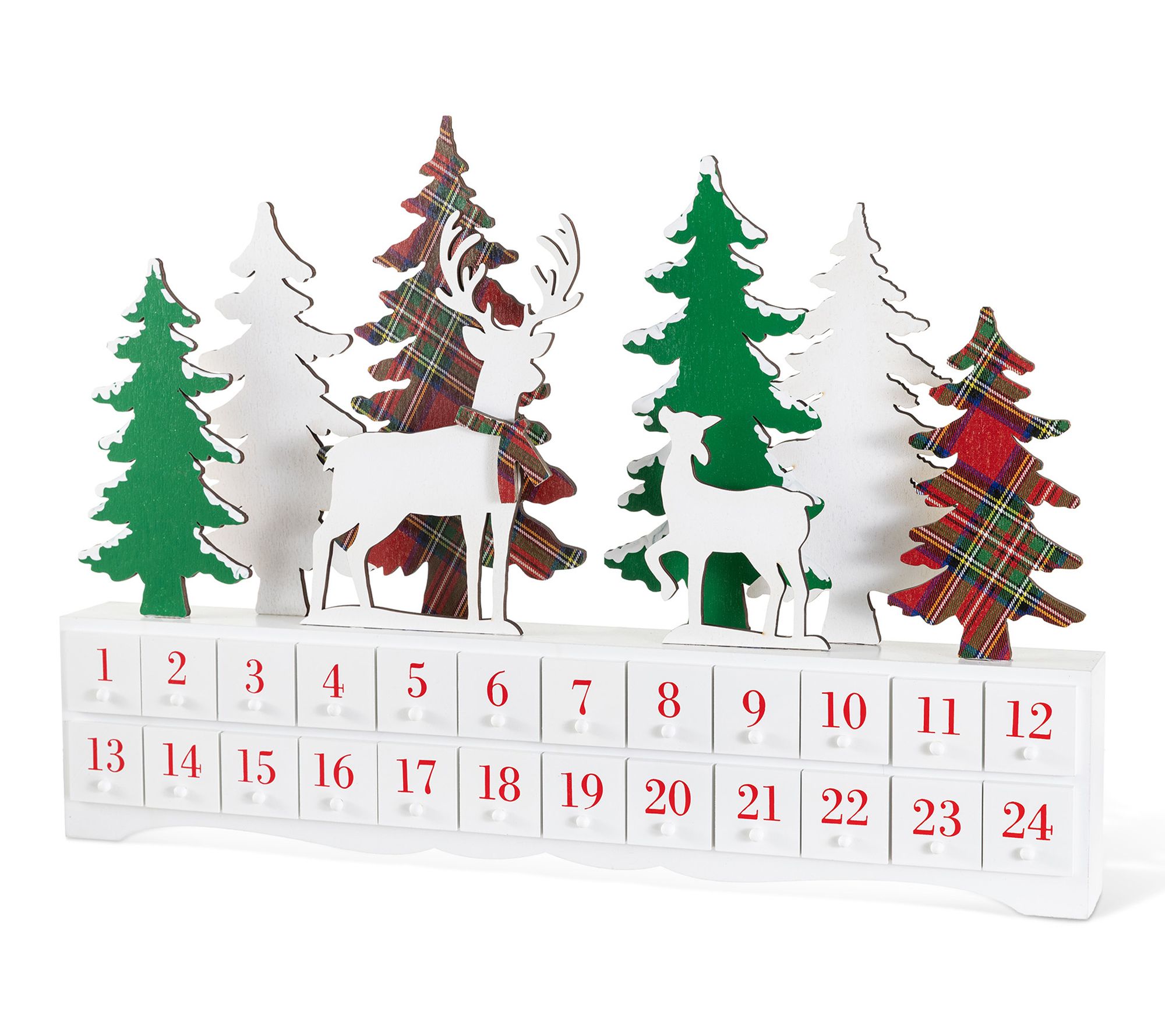 Glitzhome 19.5"L Christmas Tree Reindeer Advent Calendar Decor