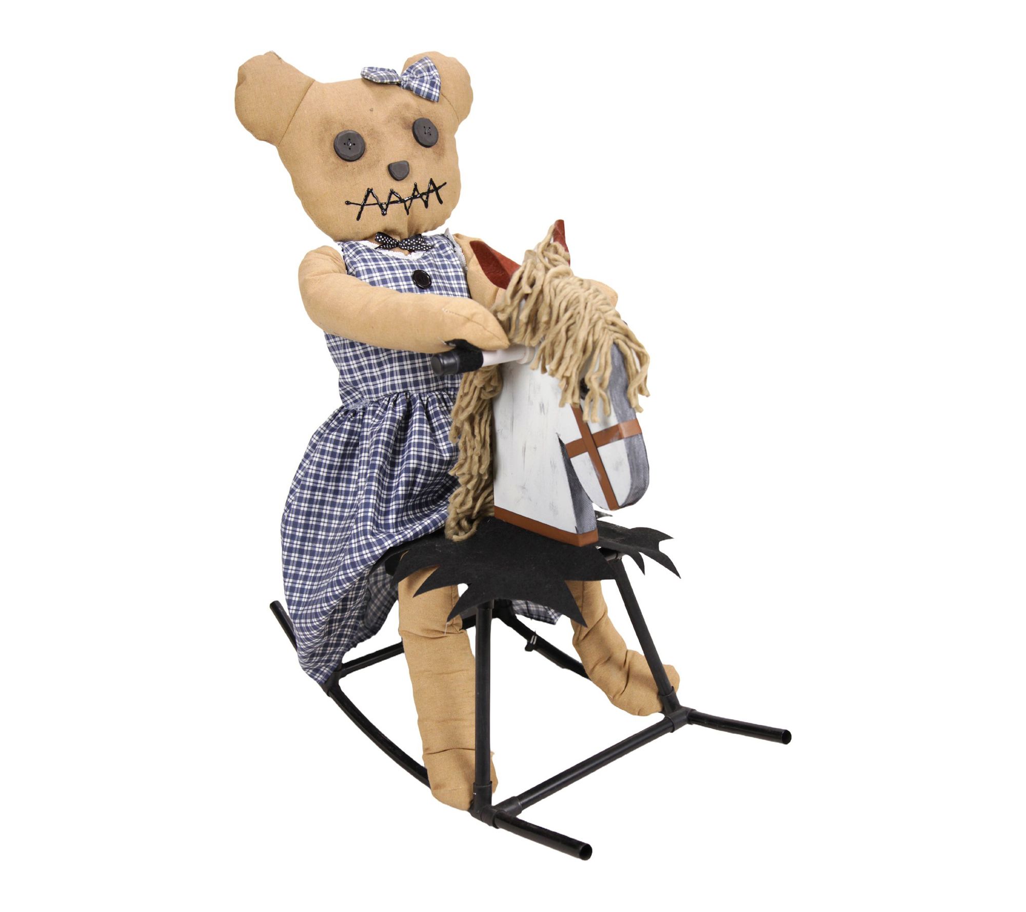 Haunted Hill Farm 2.1-Ft. Bear Riding Rocking Horse Animatronic