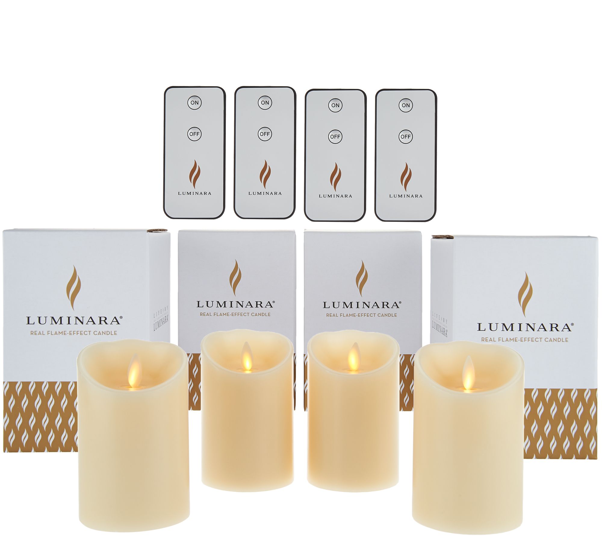 Luminara (4) 4" Flameless Unscented Candles with 4 Remotes