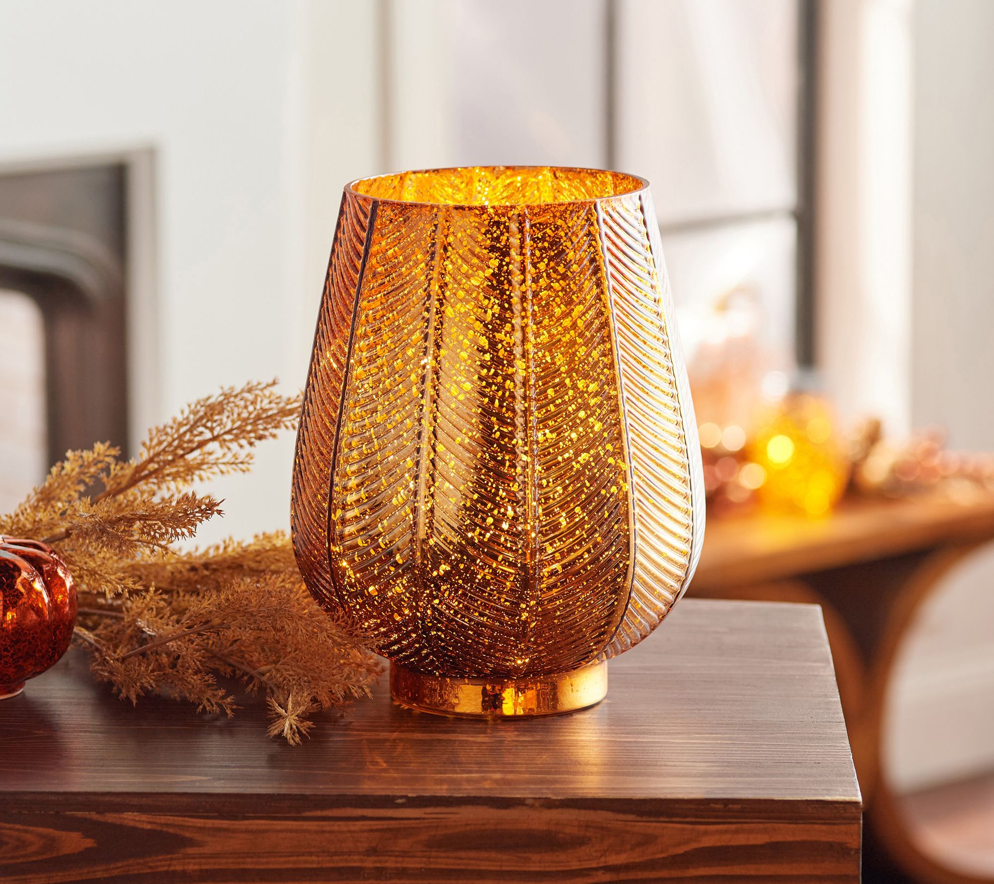 "As Is" Illuminated Textured Glass Hurricane by Valerie