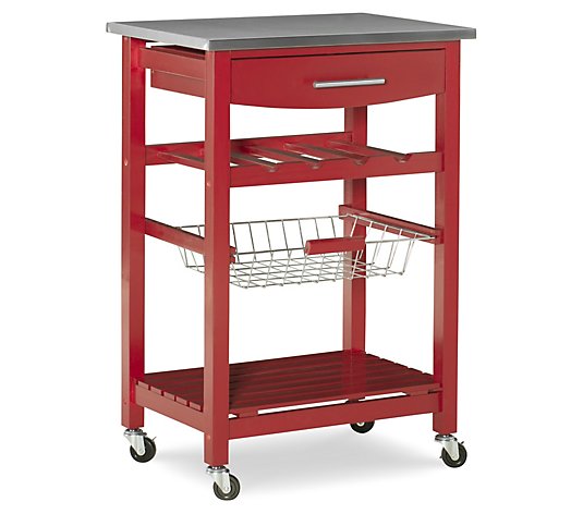 Linon Home Rowan Kitchen Cart with Wheels and Drawer