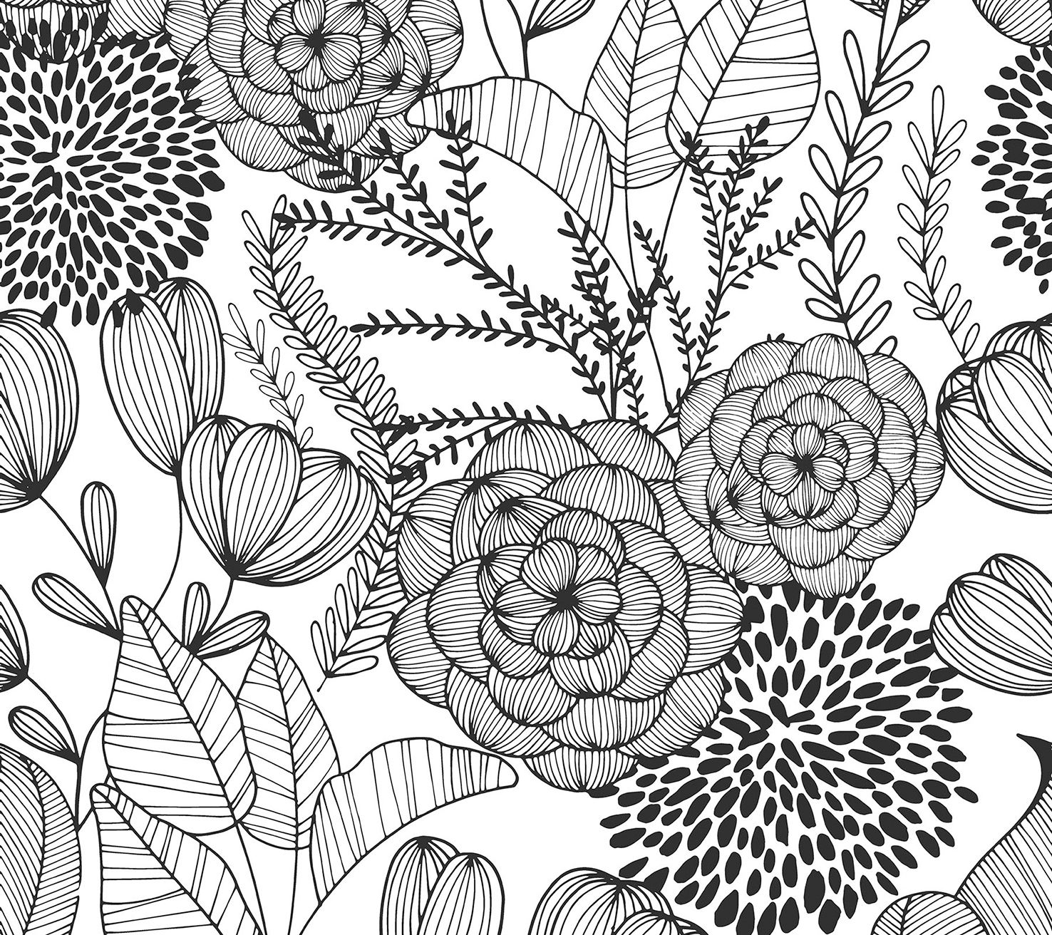 Black Secret Garden Peel & Stick Wallpaper