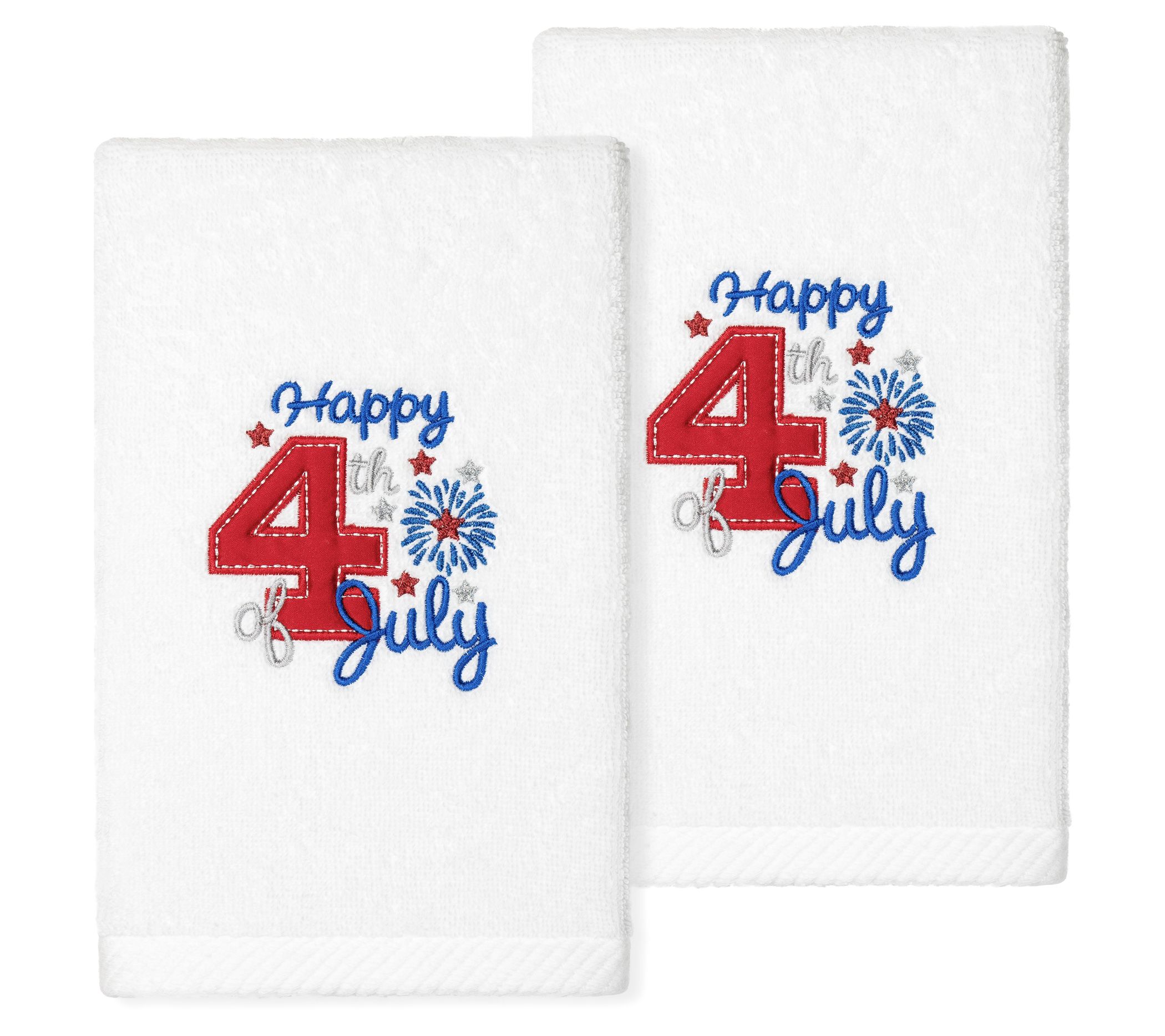 Linum Home Textiles 4th of July Embroidered 2PcHand Towel Set