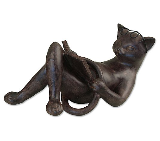 Young's Resin Reading Cat