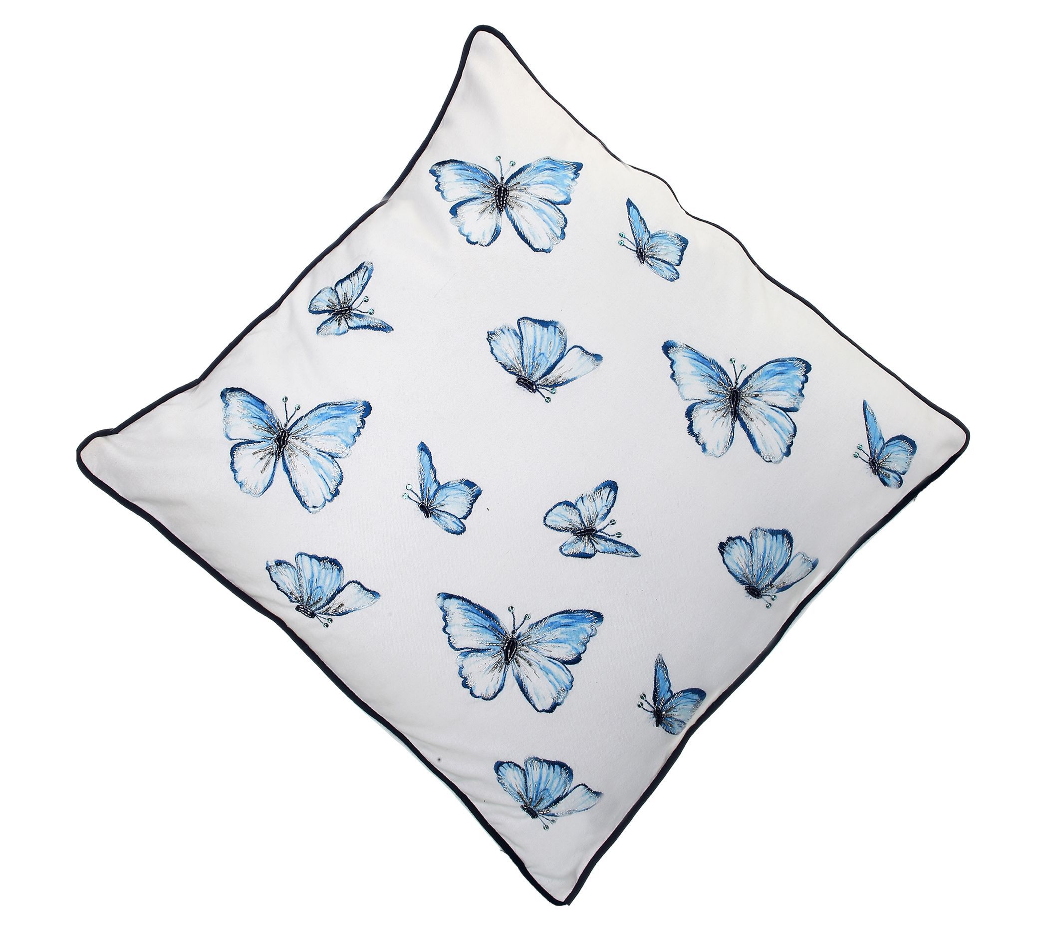 Embroidered Butterflies In Flight Pillow 18" x8" by Valerie