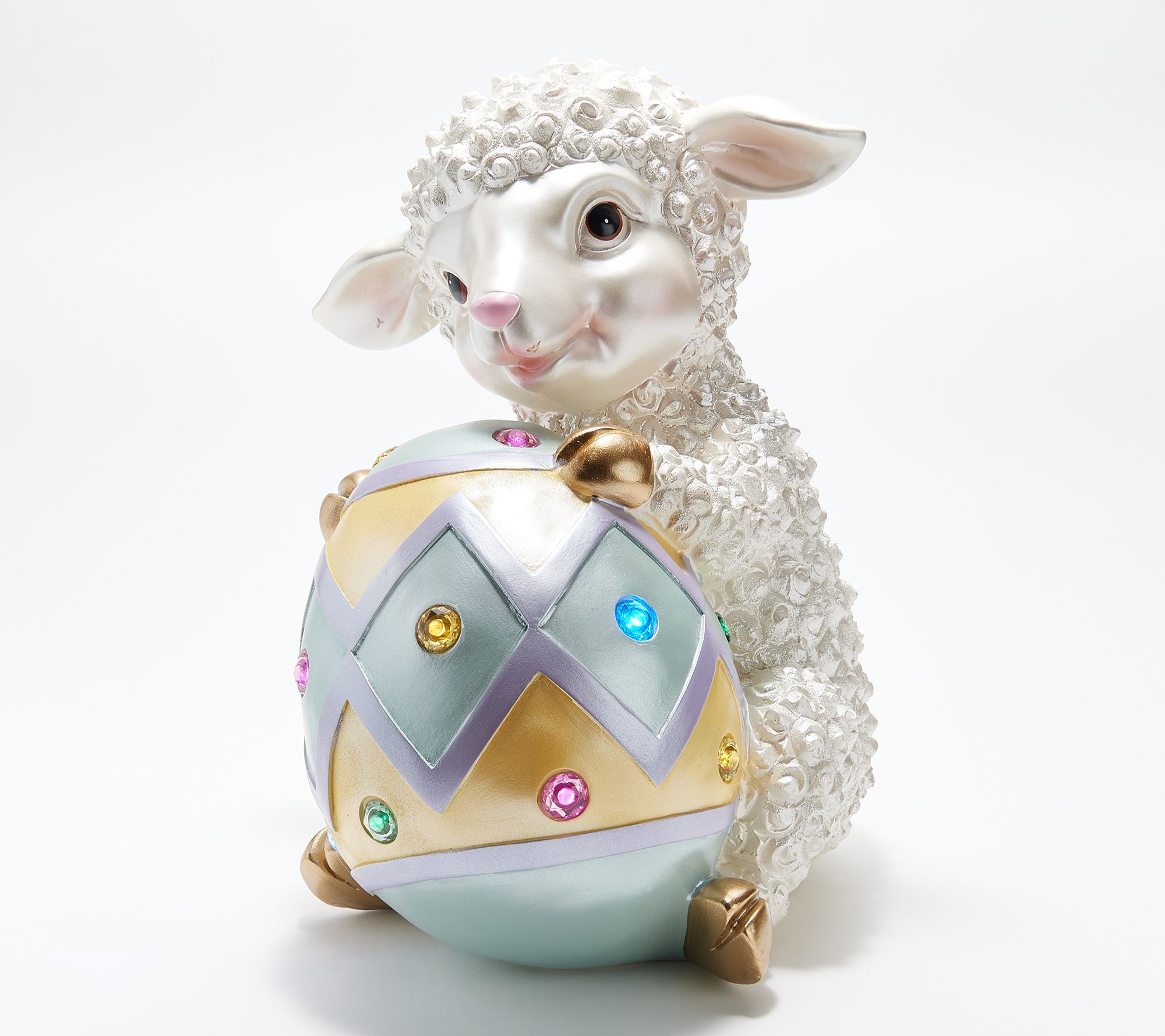 As Is Willow Manor 14 Resin Illuminated LambHolding Egg