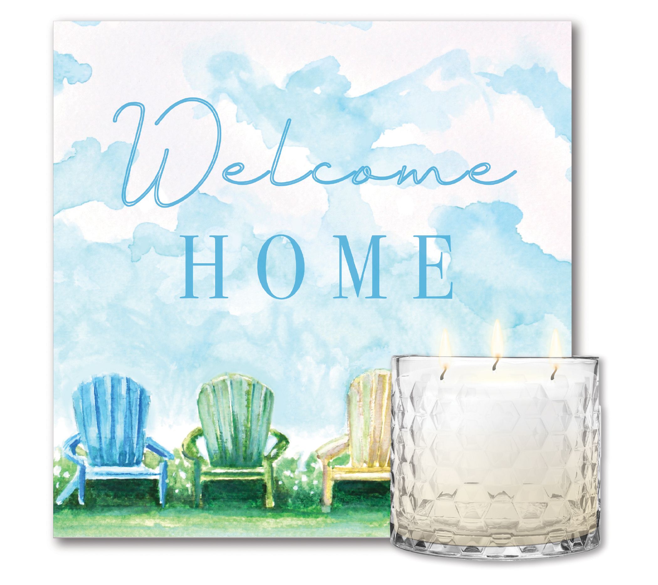 Courtside Welcome Home 8"x8" Art Board & 13.5oz 3 Wick Candle