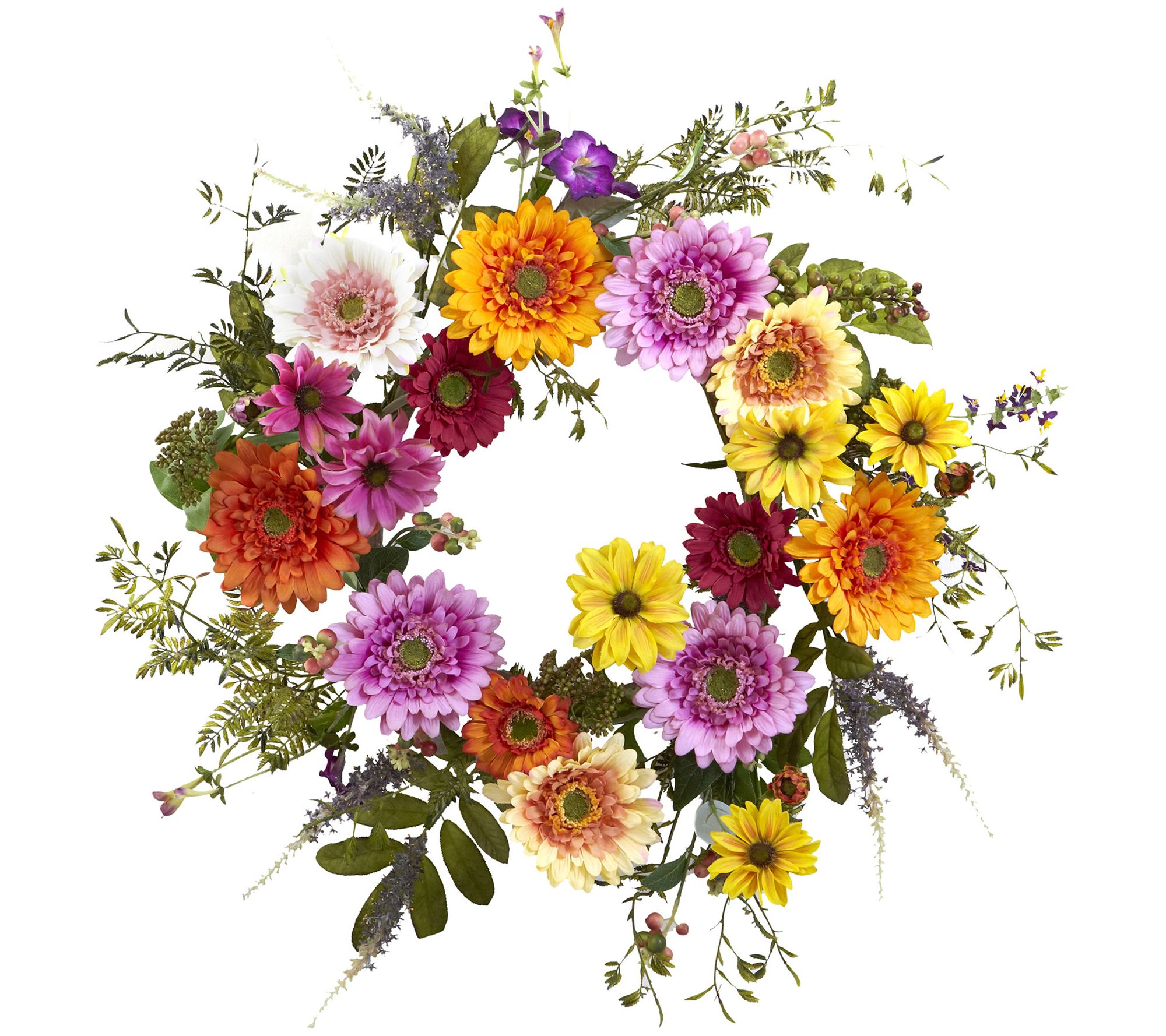 26" African Sunflower Wreath by Nearly Natural