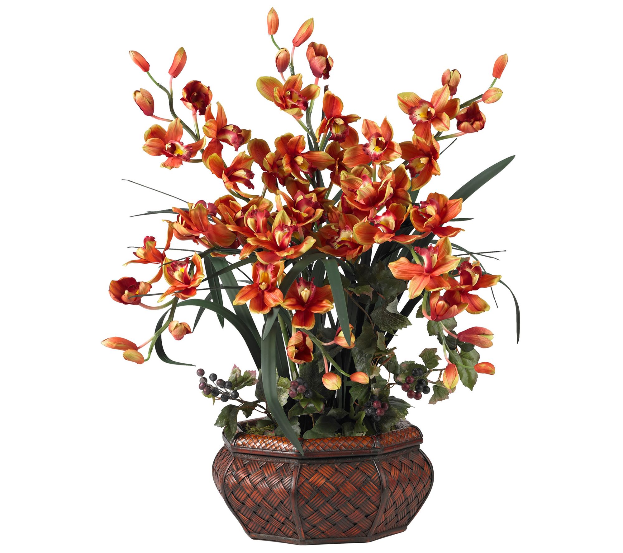 Large Cymbidium Silk Flower Arrangement by Nearly Natural