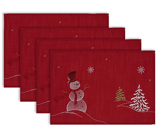 Design Imports Snowman Embroidered Placemat Setof 4