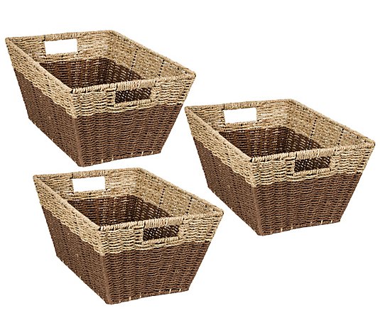 Honey-Can-Do Set of 3 Rectangle Nesting Seagrass Baskets
