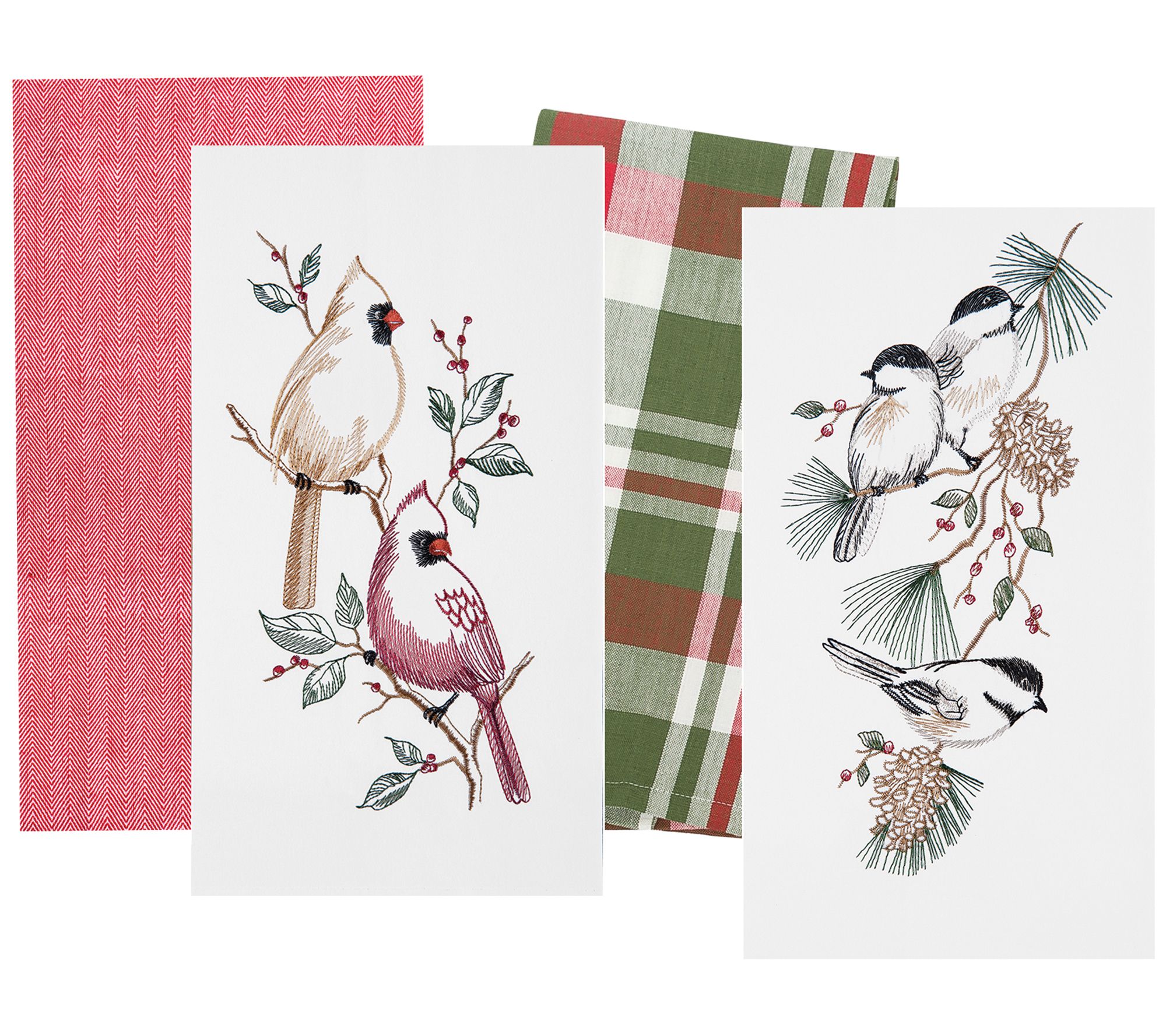 Christmas Birds Towels Set of 4 by Valerie