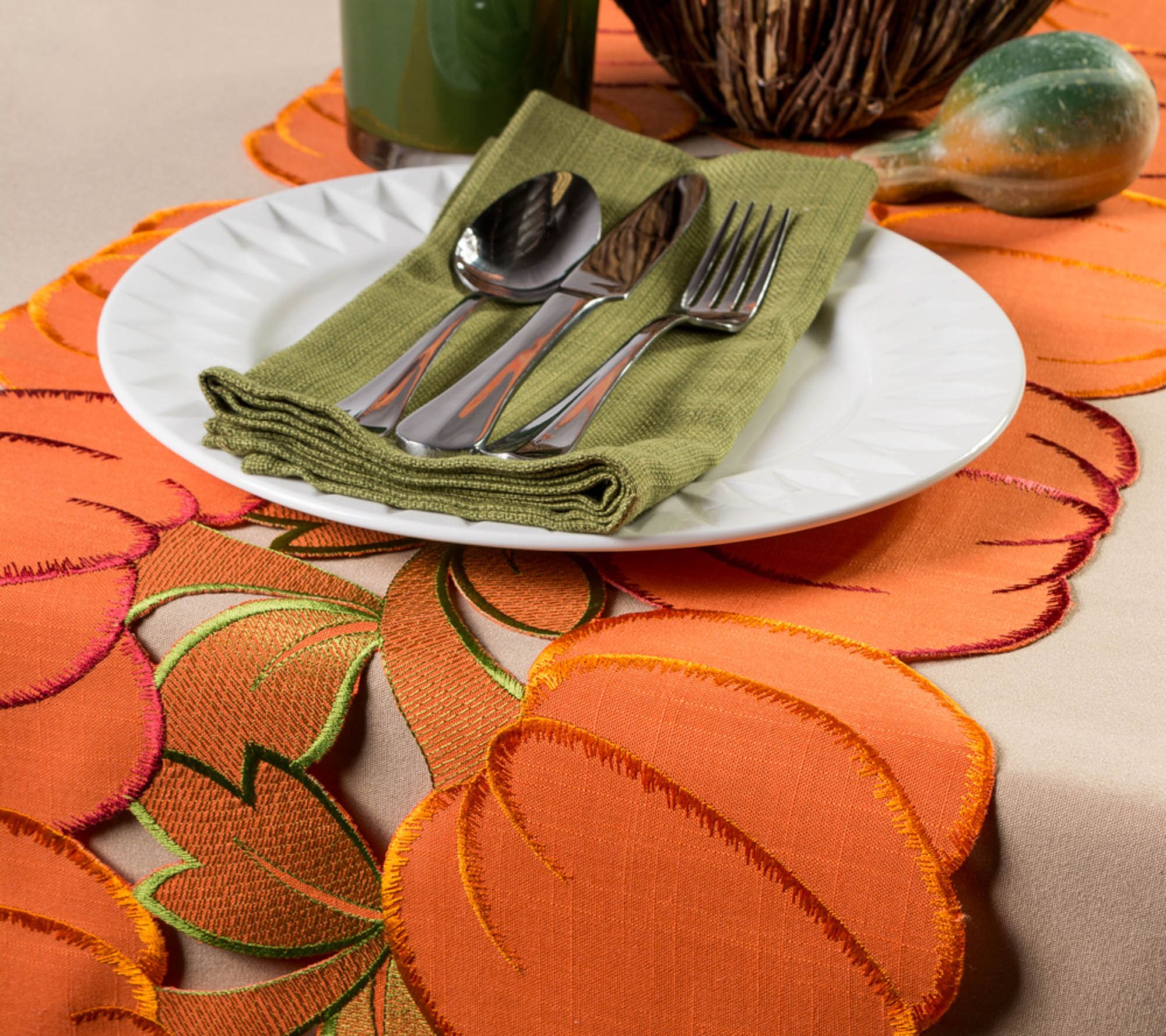 Design Imports Embroidered Pumpkins Table Runner - QVC.com