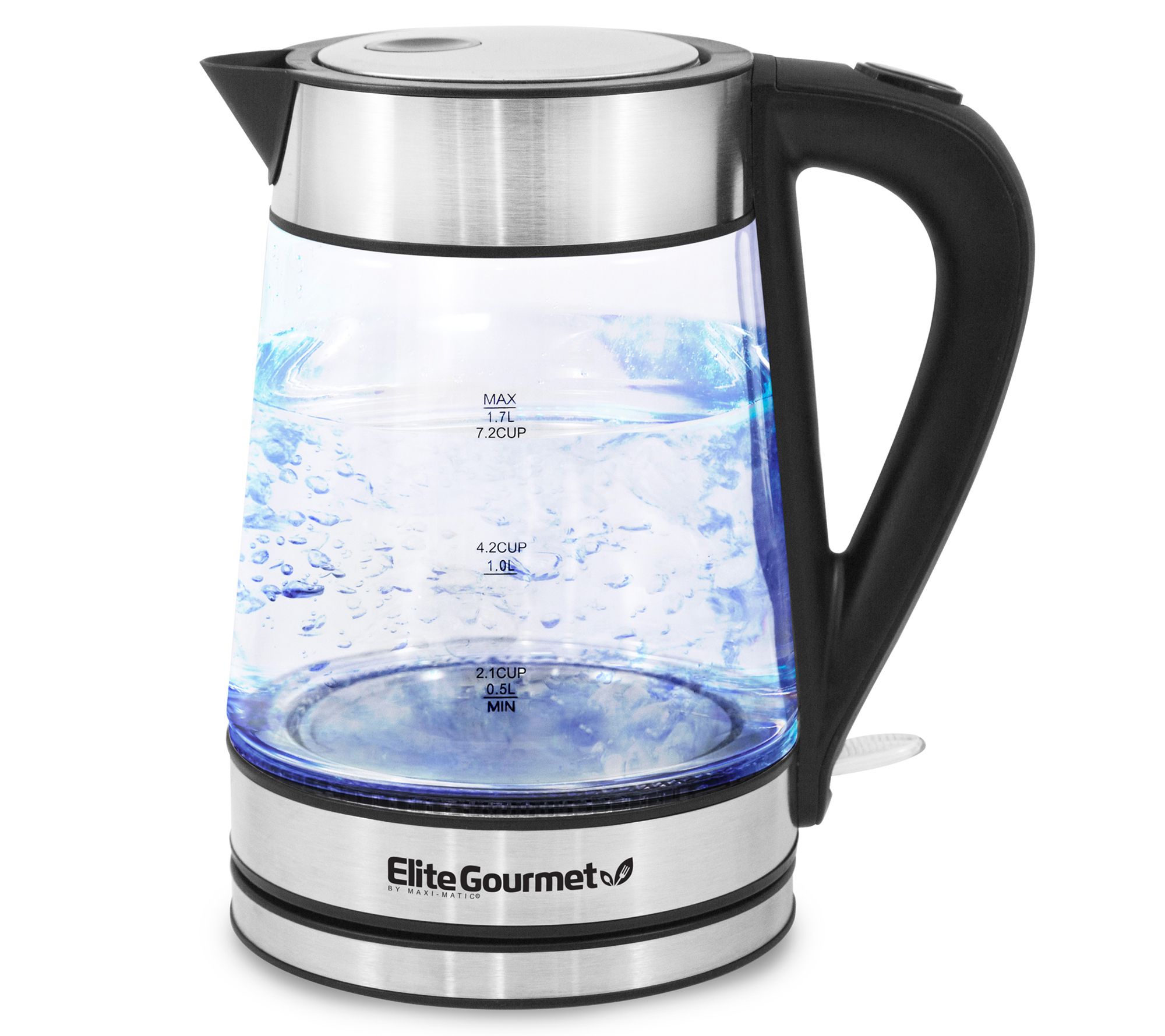 Elite Gourmet 1-liter Electric Glass Water Kettle, Black