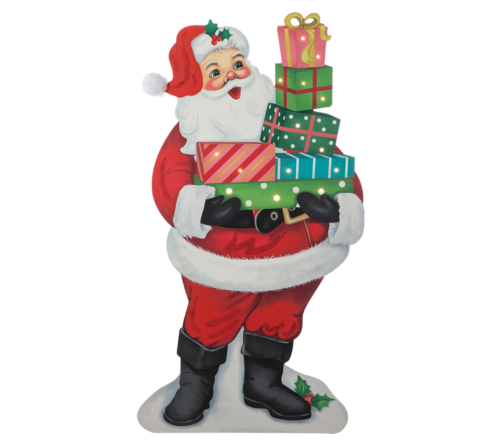 Glitzhome 36"H Wooden Santa Gifts Porch Decor