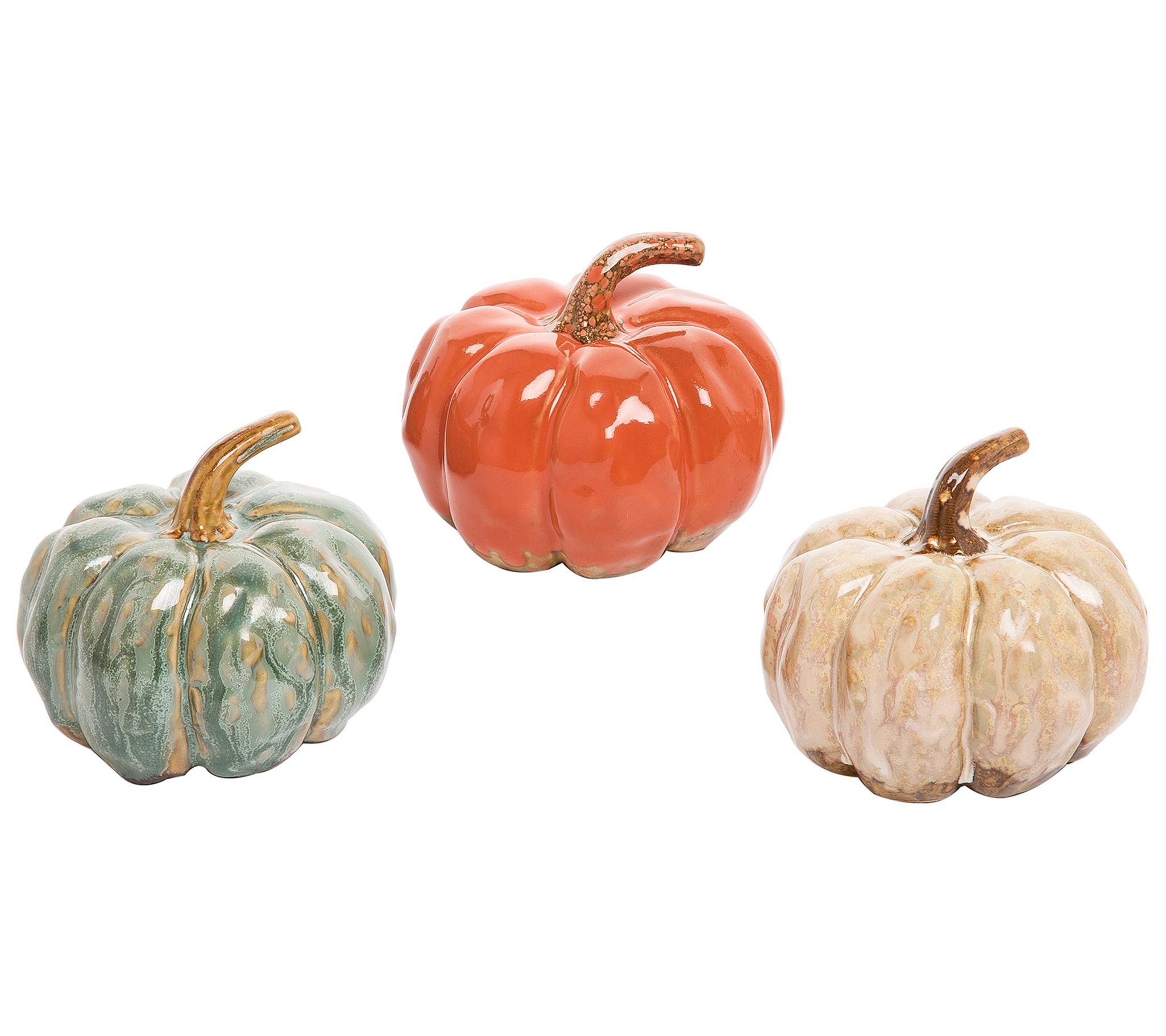 Gallerie II Art Glaze Pumpkin Figurine Small Set of 3