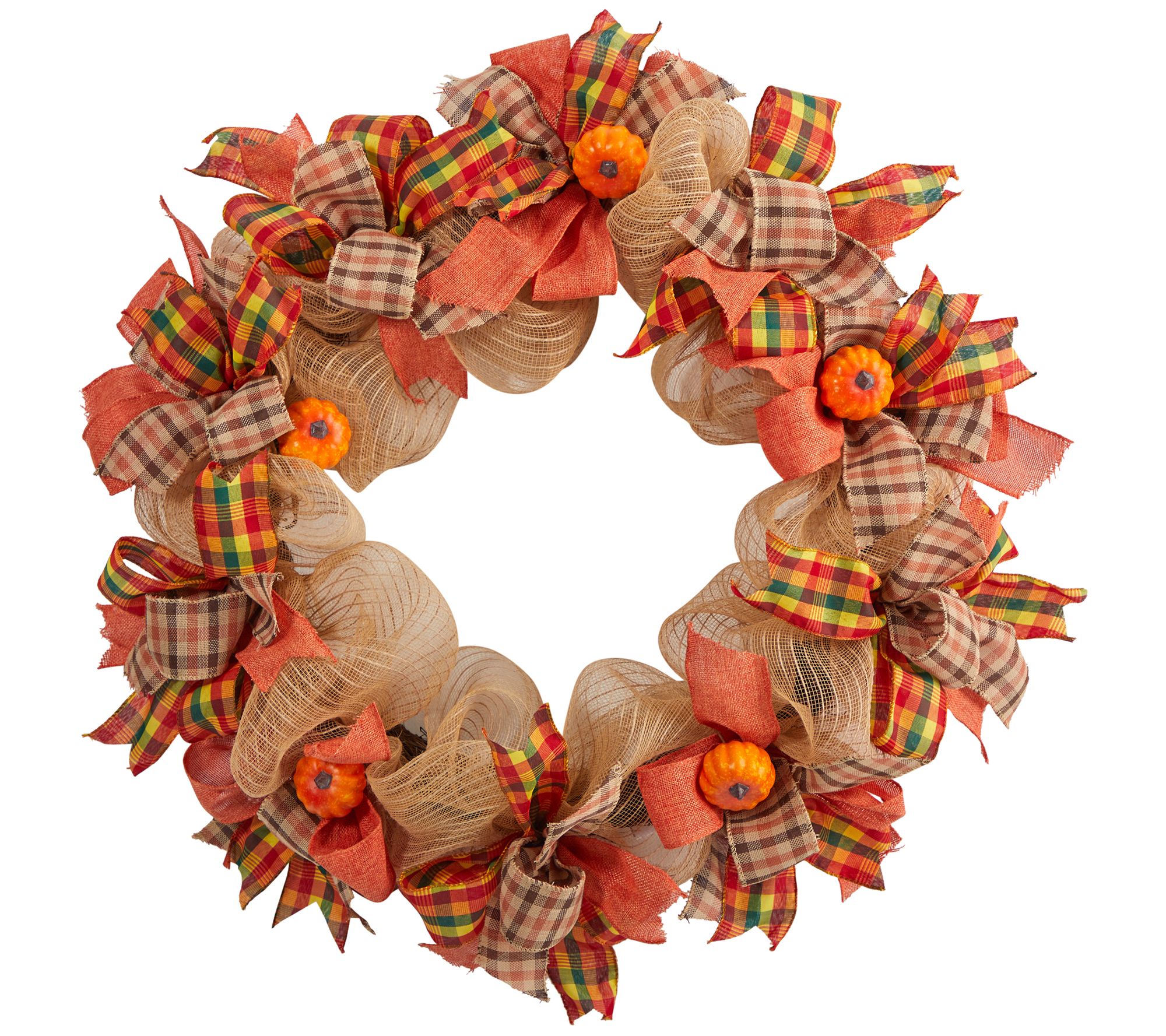 Nearly Natural 30" Autumn Pumpkin with Decorative Bows