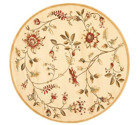 Lyndhurst Floral Swirl Power Loomed 5'3"Diam Round Rug