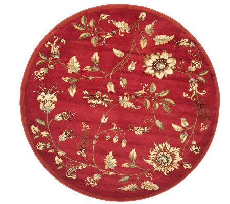 Lyndhurst Floral Swirl Power Loomed 5'3"Diam Round Rug