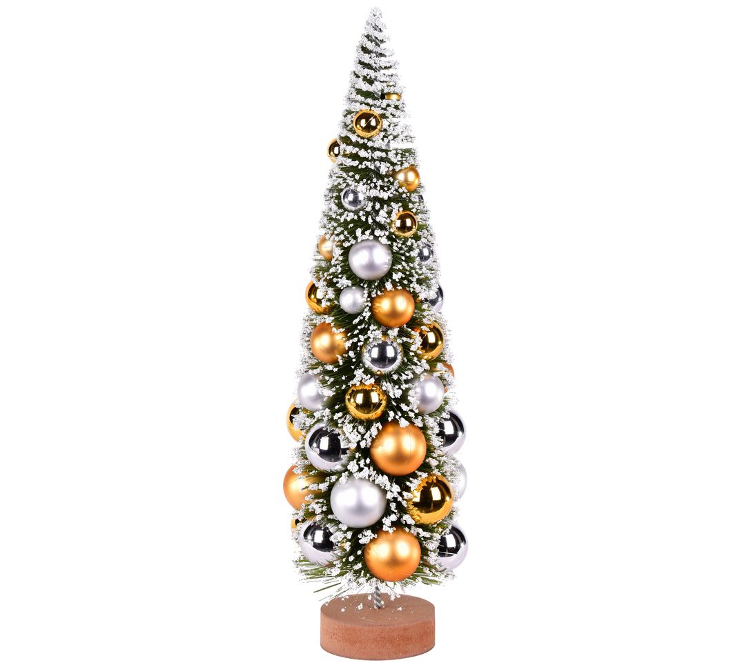 Vickerman 18" Frosted Green Tree with Gold & Siver Ornaments