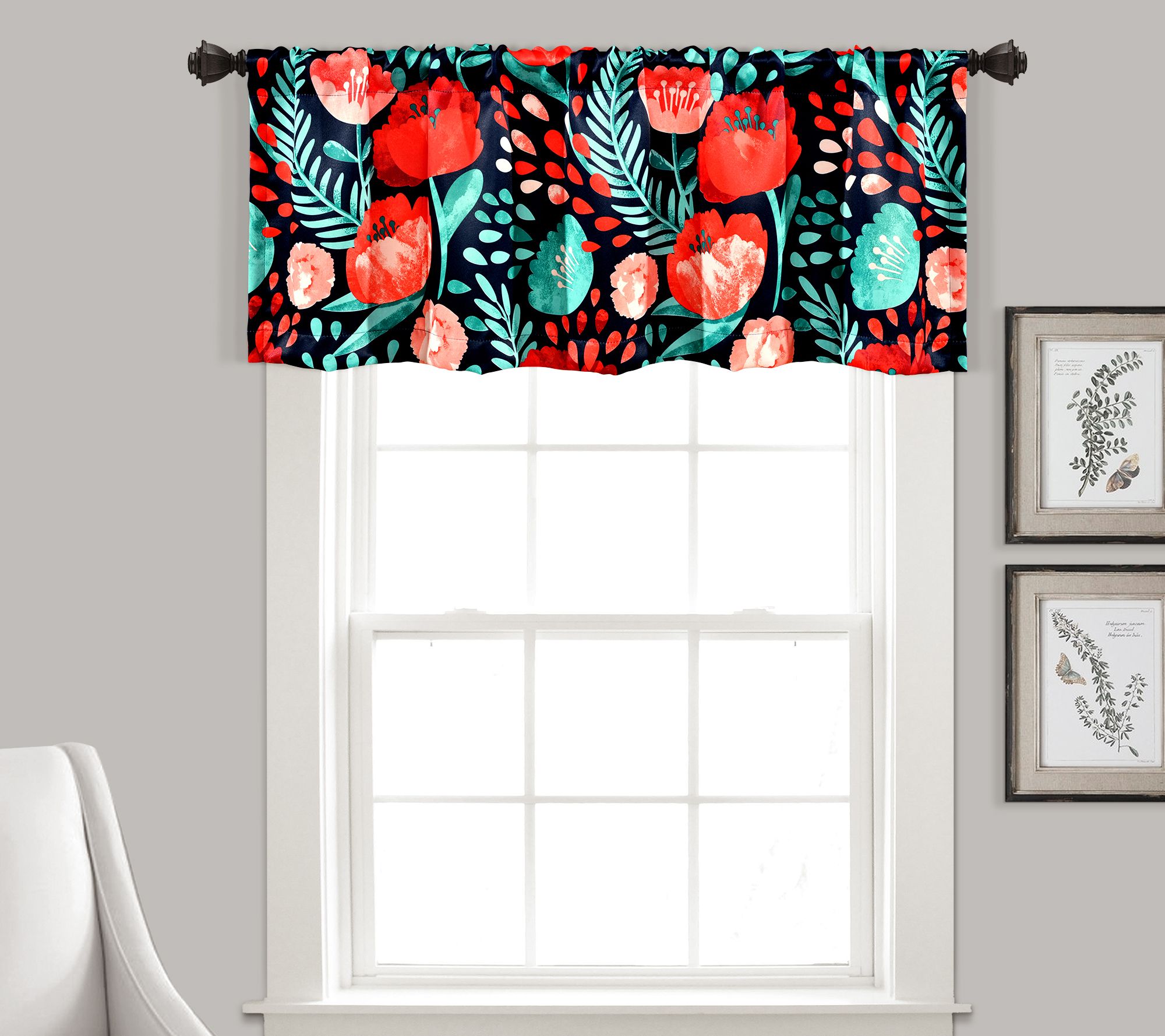 Poppy Garden Room Darkening 52"x18" Valance byush Decor