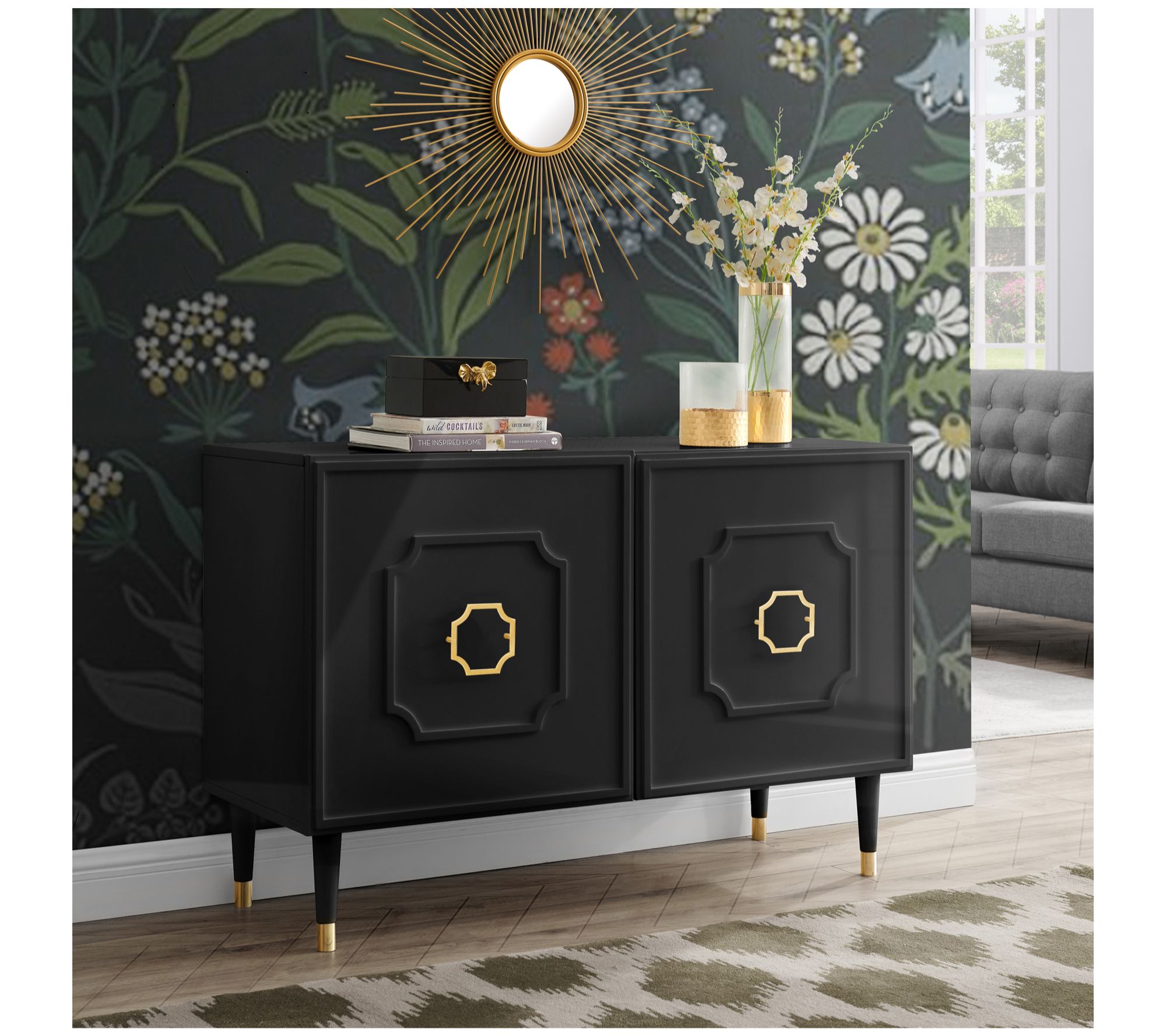 2 Door Sideboard/Buffet Stainless Steel Handlend Leg Tip