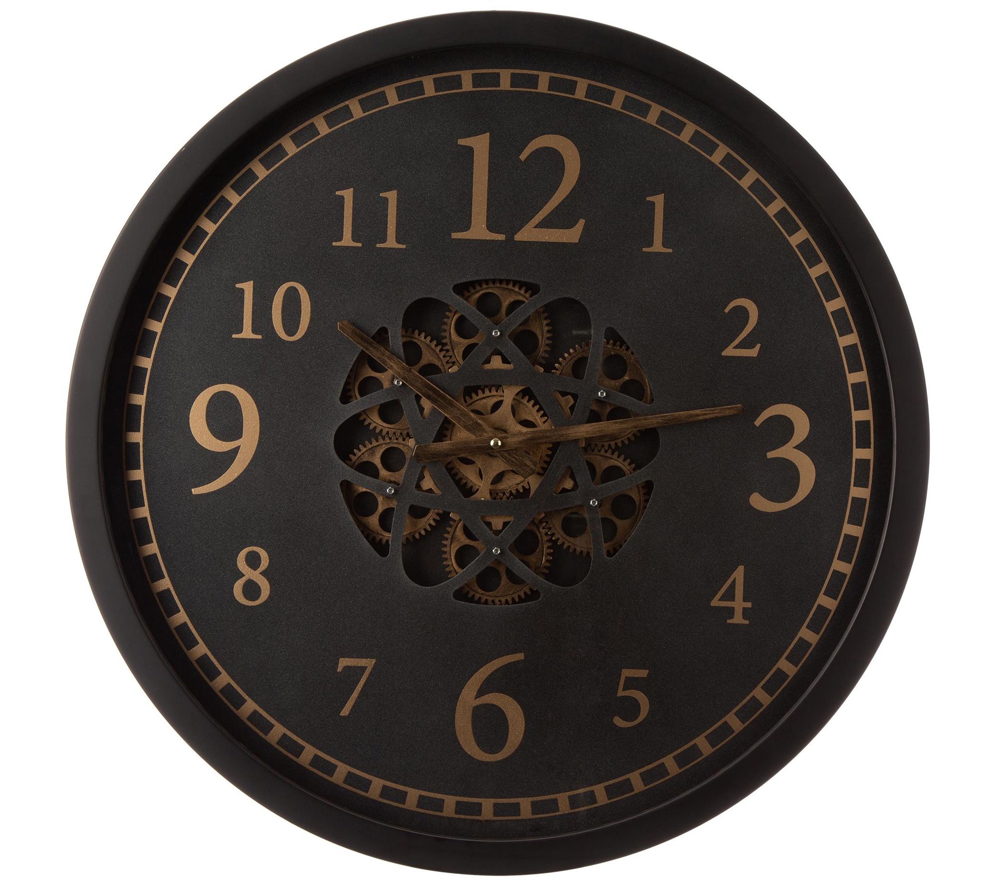 Glitzhome Sleek Chick With Industrial Gears Wall Clock - QVC.com