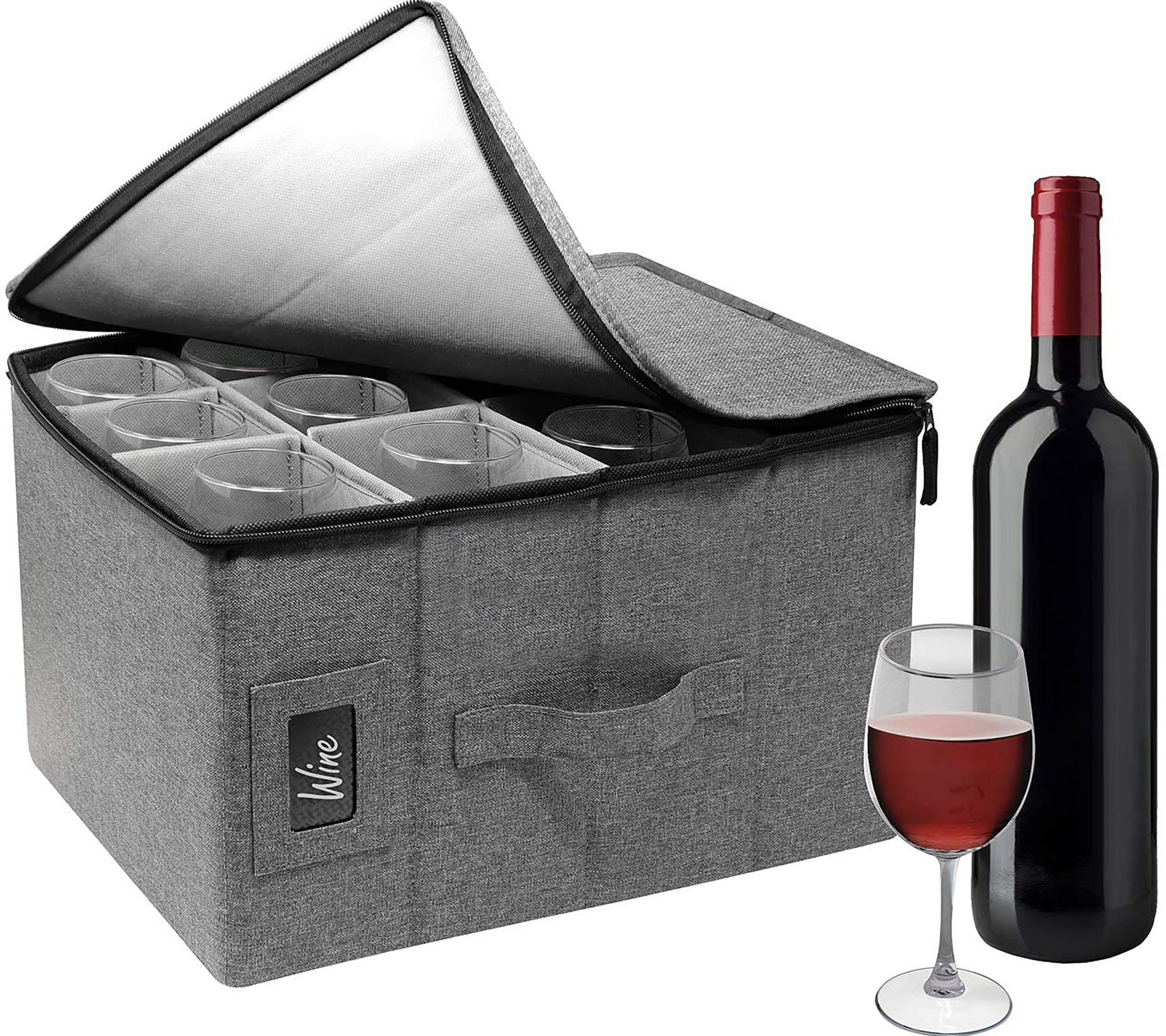 Sorbus Wine Glass Storage Box QVC Com   H403308.001