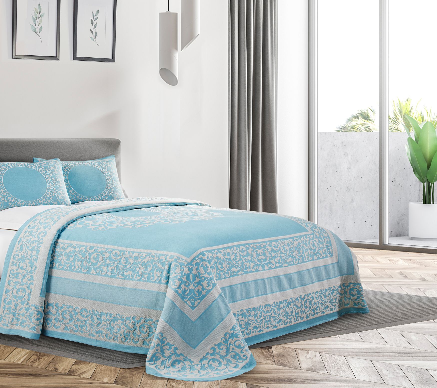 Superior Boho Mandala Cotton Blend Woven Bedspr ead Set, Full