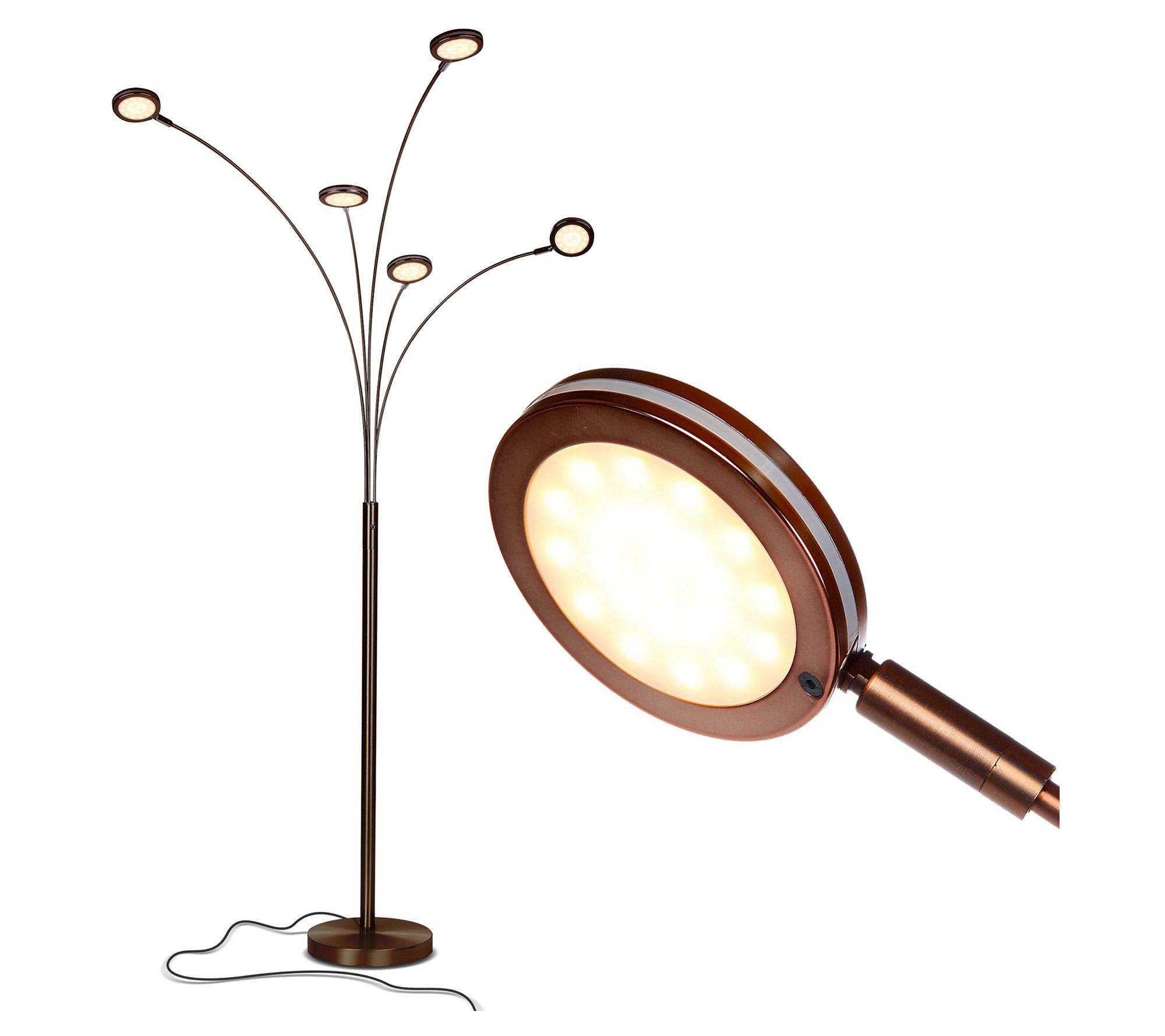Brightech Orion 5-Head 74 in. LED Swing Arm Arc Floor Lamp
