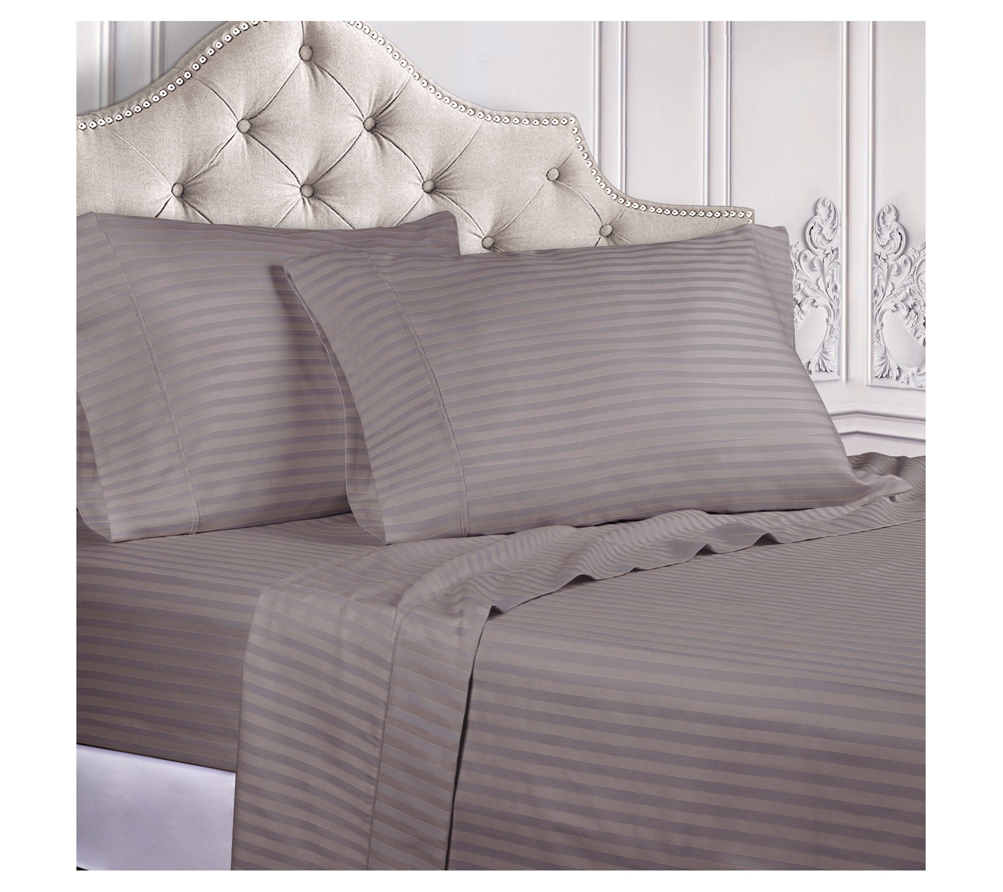Superior 400TC Egyptian Cotton Stripe Deep Pocket Sheets, Kin