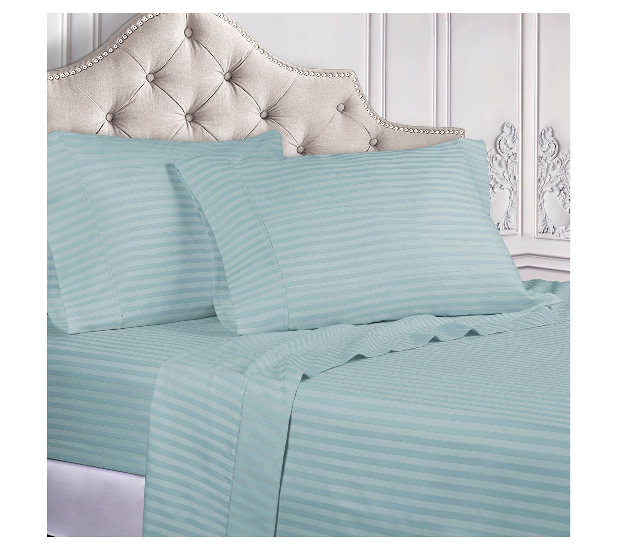 Superior 400TC Egyptian Cotton Stripe Deep Pocket Sheets, Kin