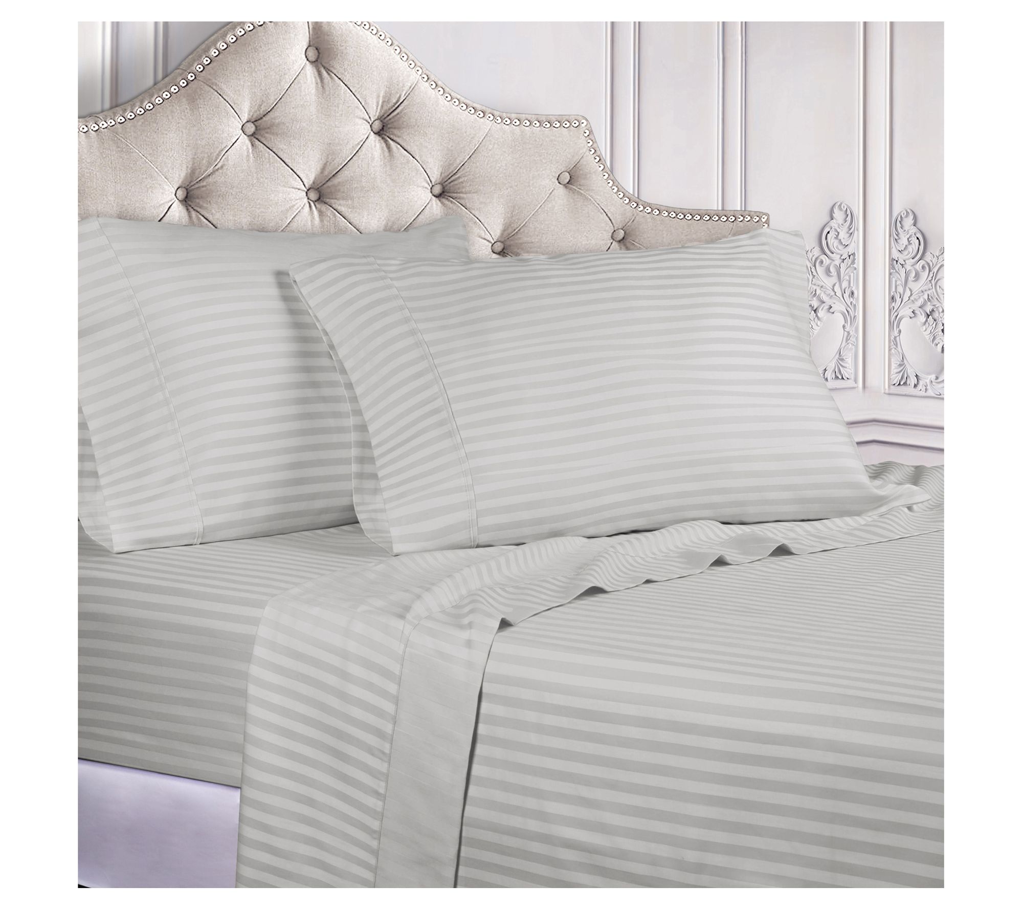 Superior 400TC Egyptian Cotton Stripe Deep Pocket Sheets, Kin