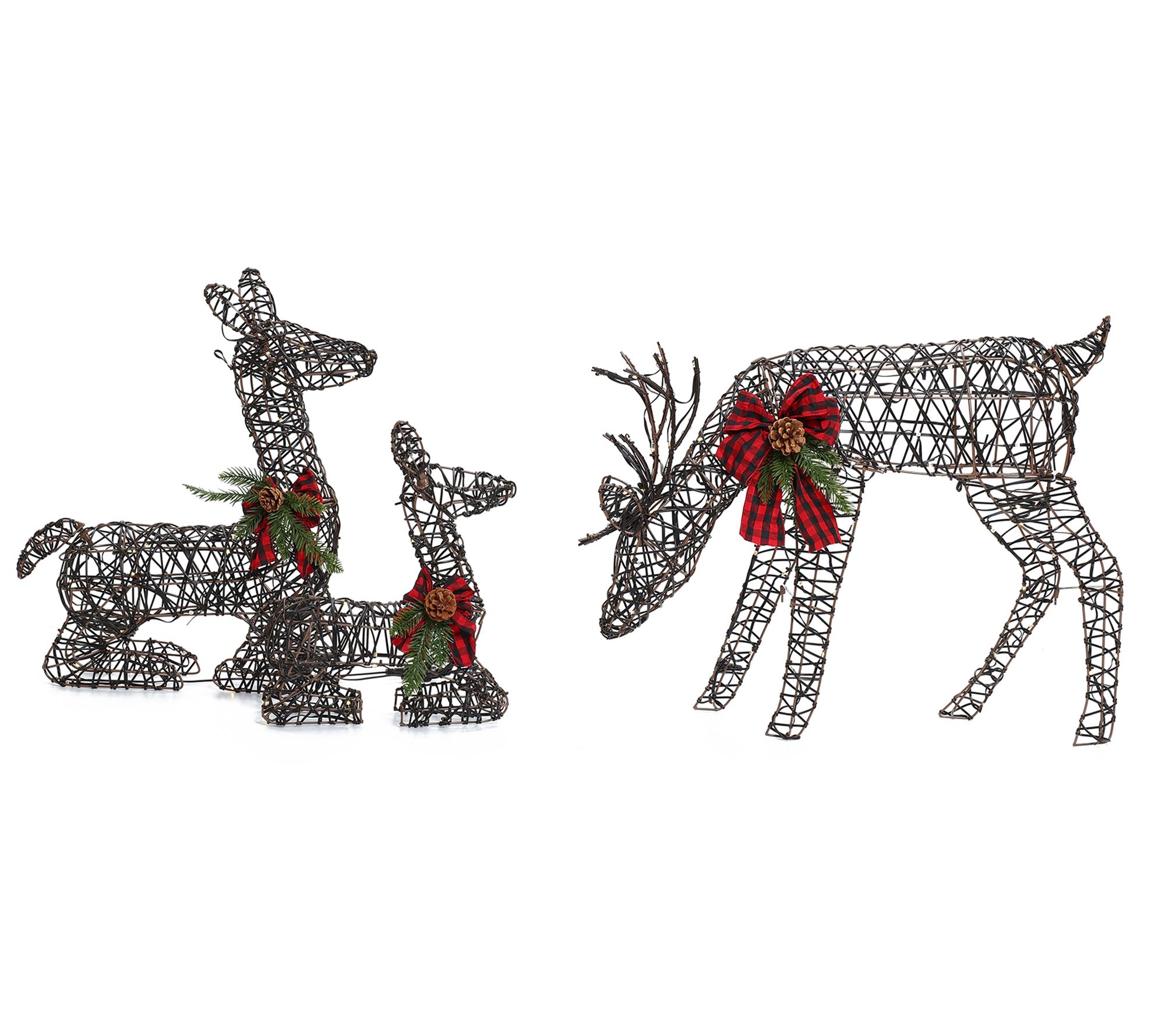 LuxenHome Set o f 3 Deer Family Lighted Holida y Decoration