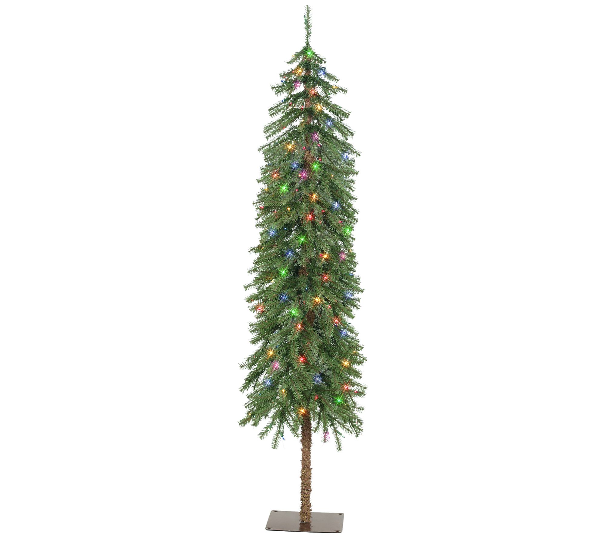 Puleo 6' Pre-Lit Alpine Artificial Tree 200 Mul ti-Color Light - QVC.com