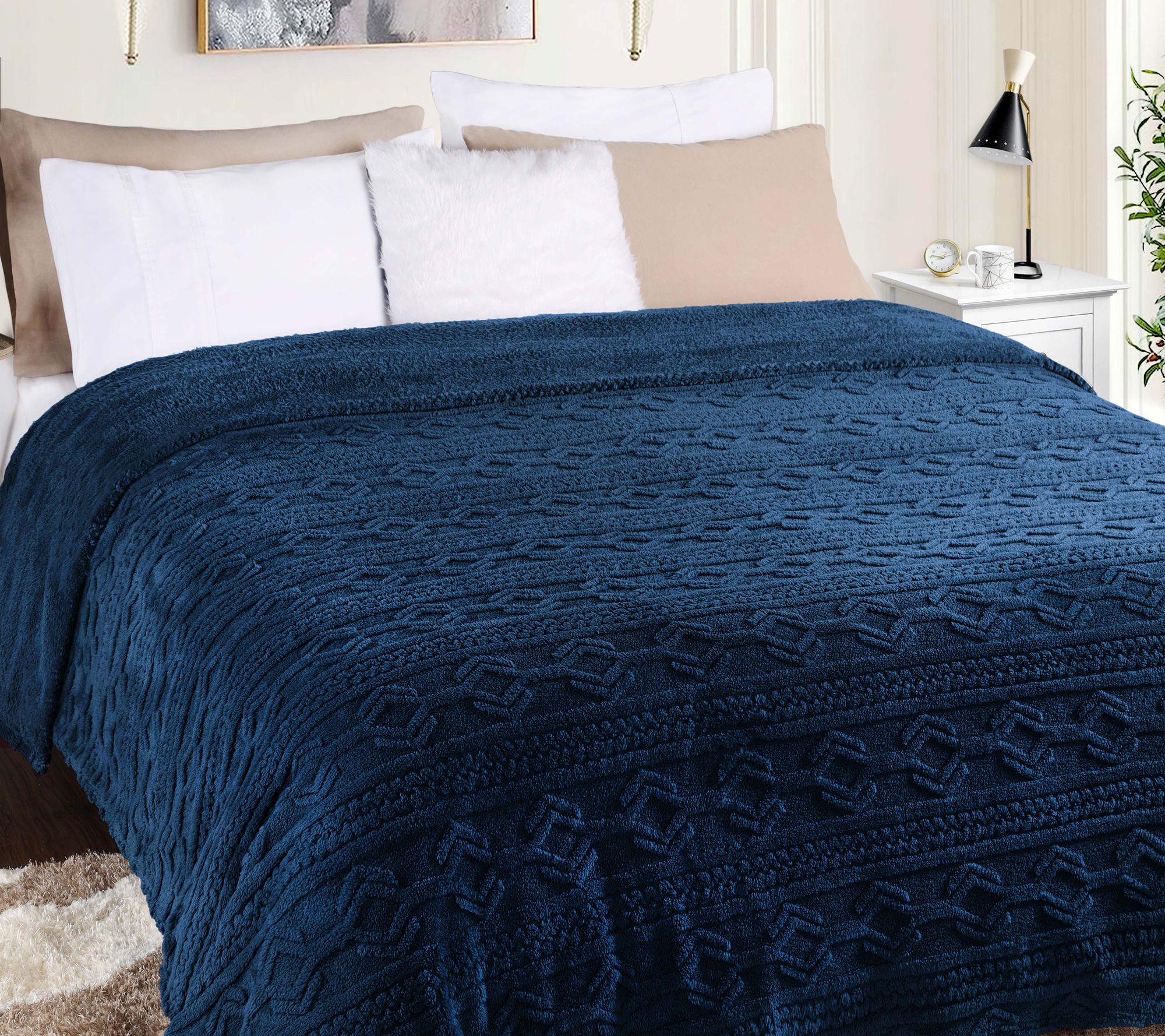 Superior Boho Knit Jacquard Fleece Fluffy Blanket - Twin