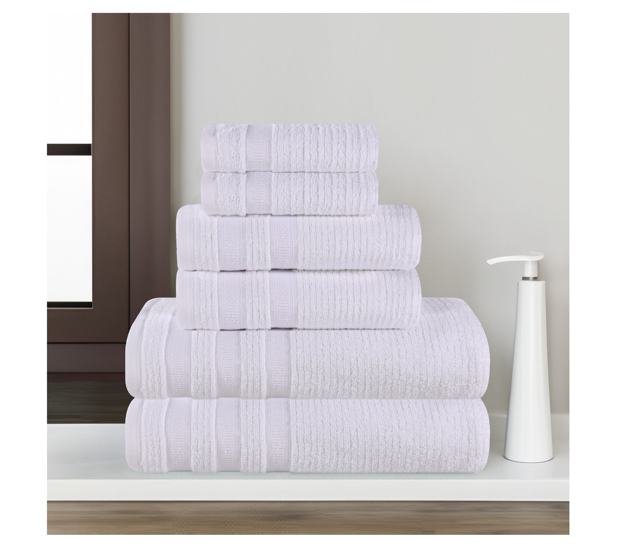 Superior 6pc Soft Zero Twist Cotton Ribbed Plush Towel Set