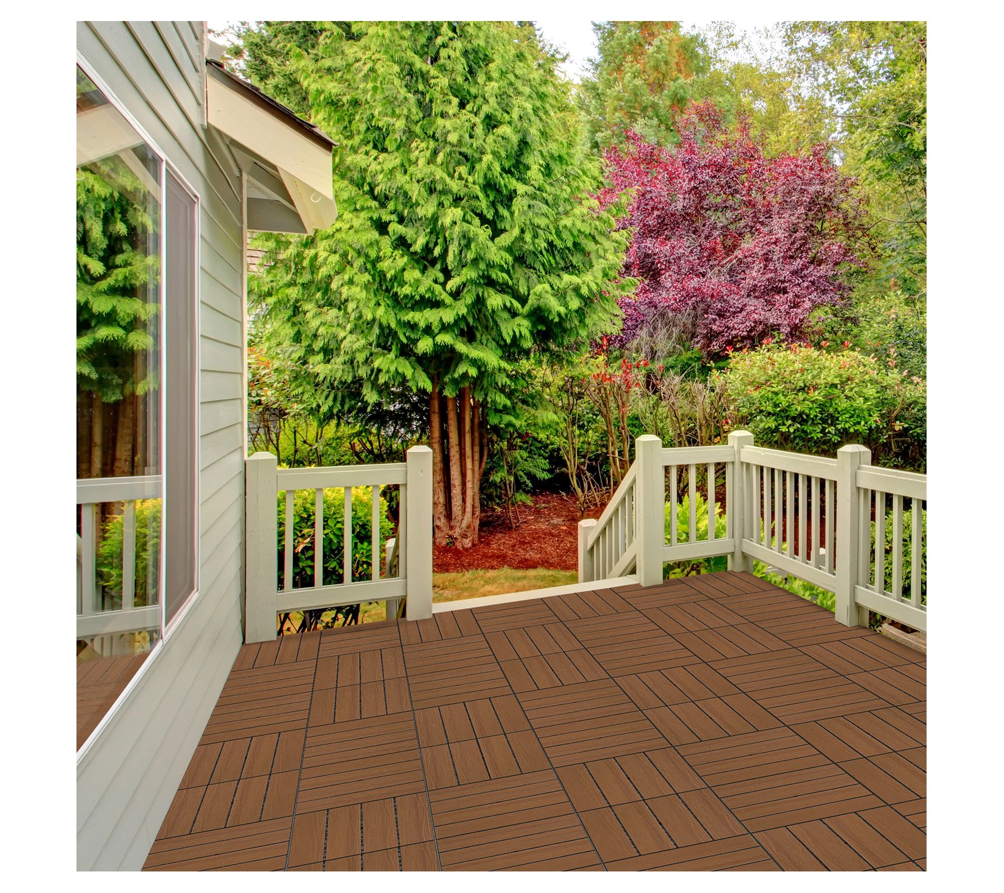 Pure Garden Set of 6 Wood/Plastic Composite Interlocking Tiles