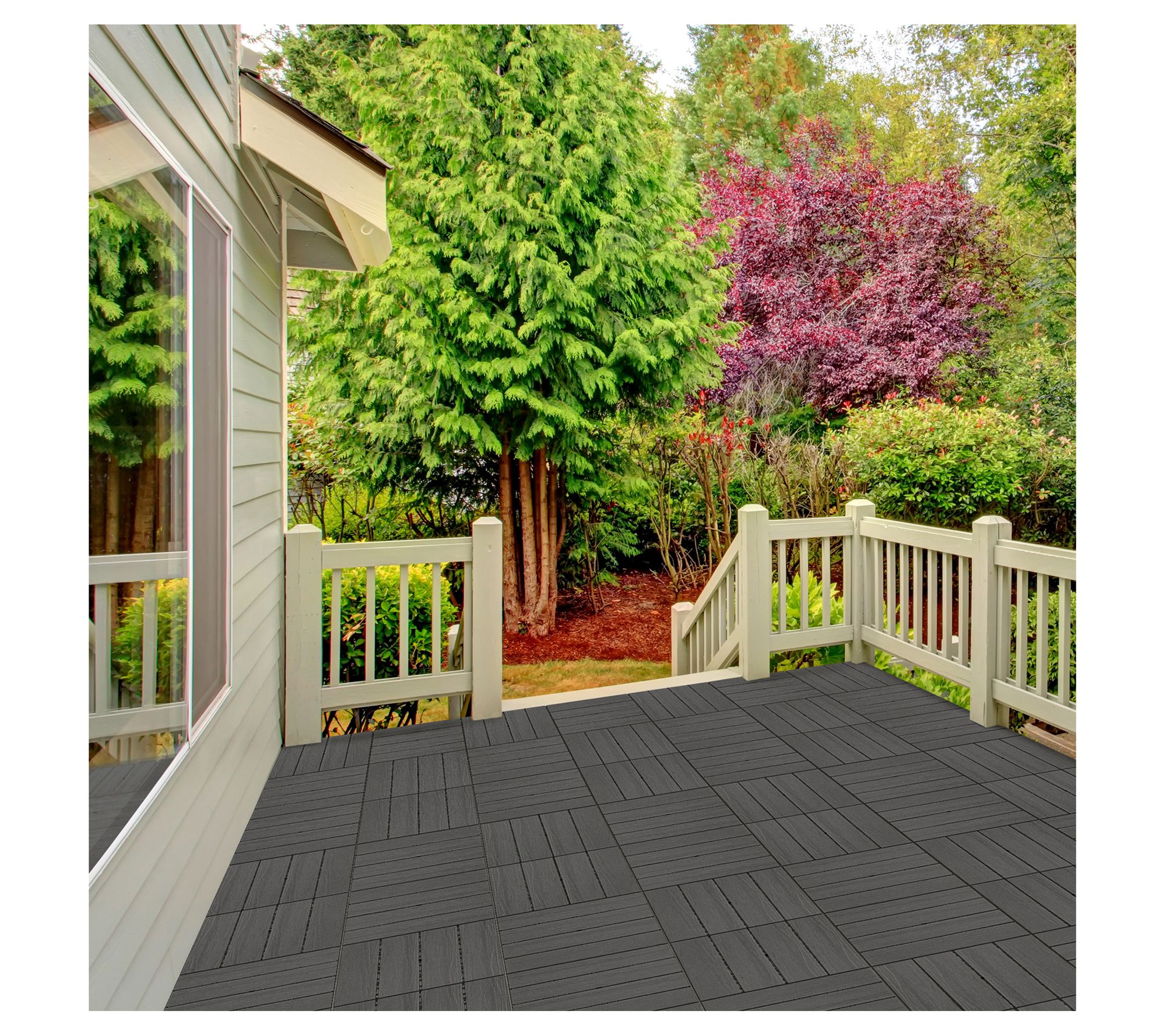 Pure Garden Set of 6 Wood/Plastic Composite Interlocking Tiles