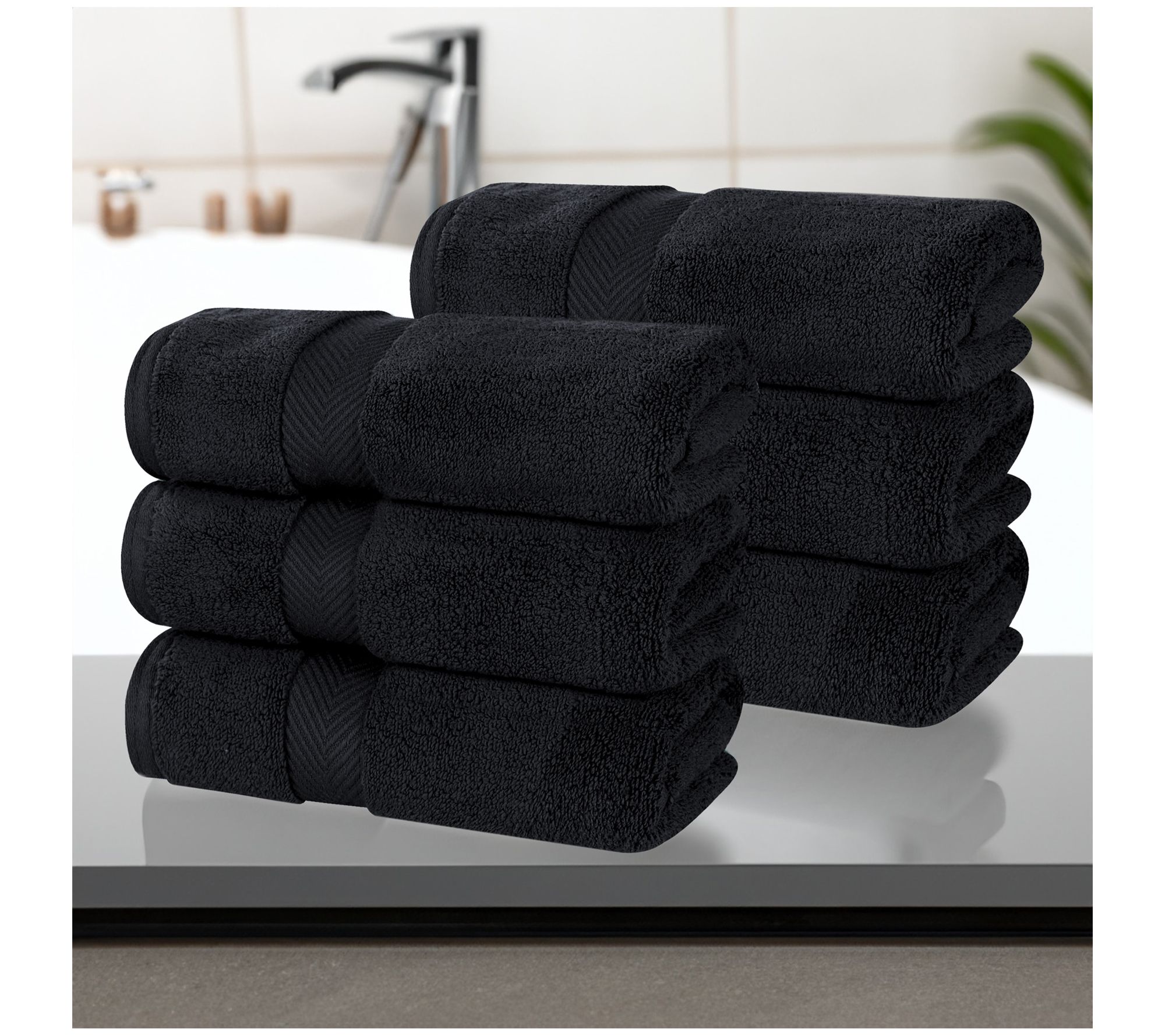 Superior Zero Twist Cotton Solid Hand Towel Setof 6