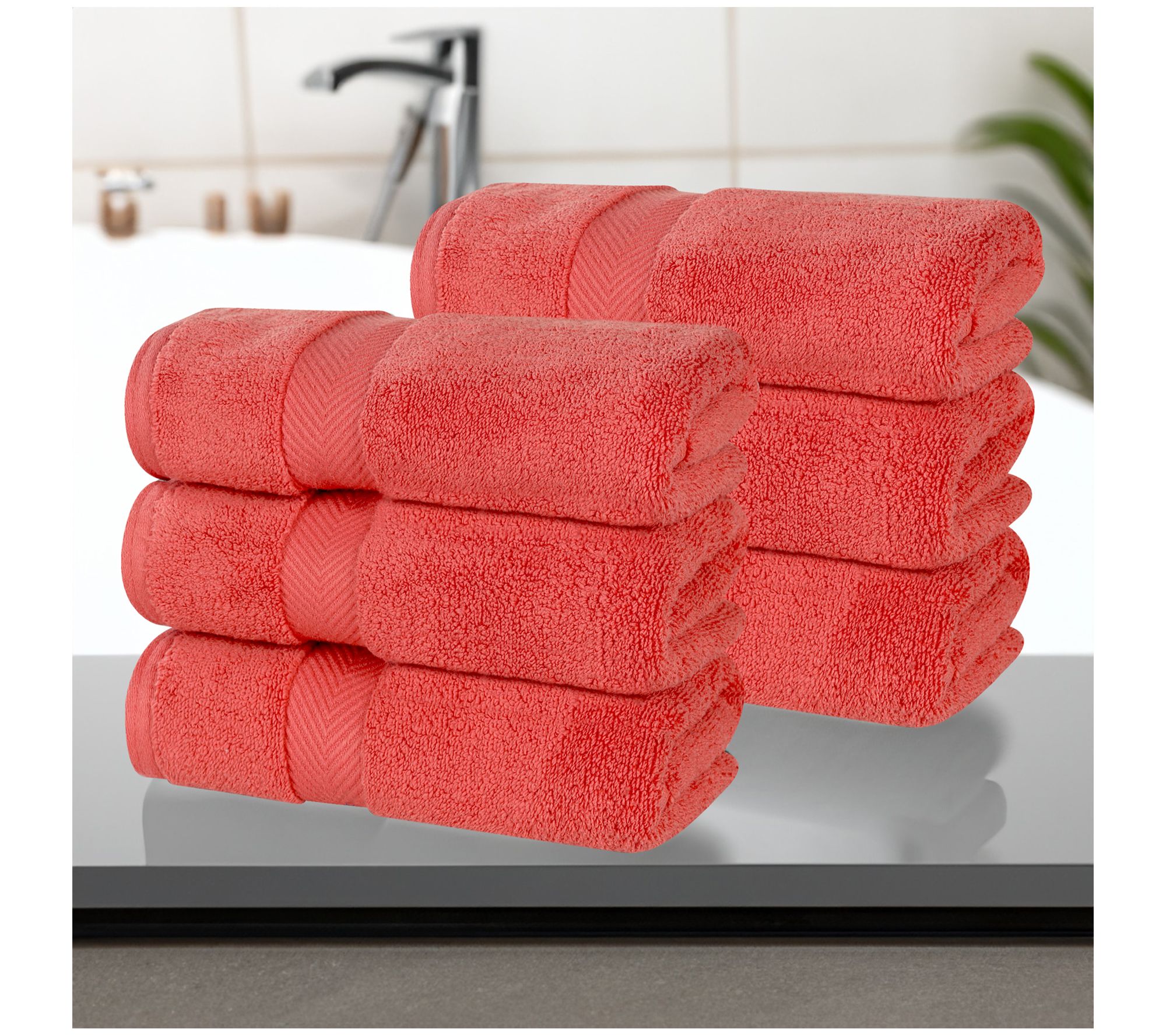 Superior Zero Twist Cotton Solid Hand Towel Setof 6