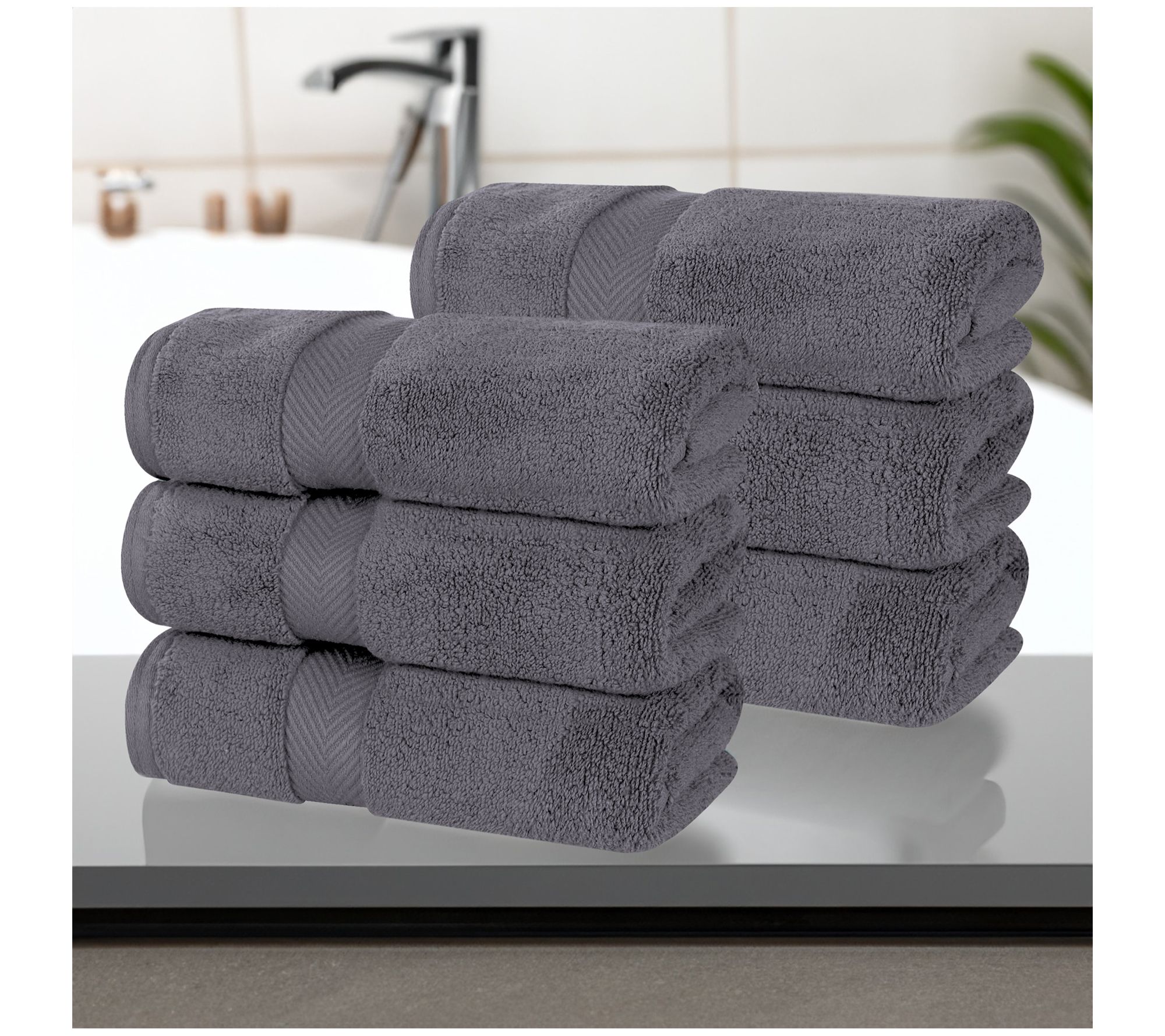 Superior Zero Twist Cotton Solid Hand Towel Setof 6