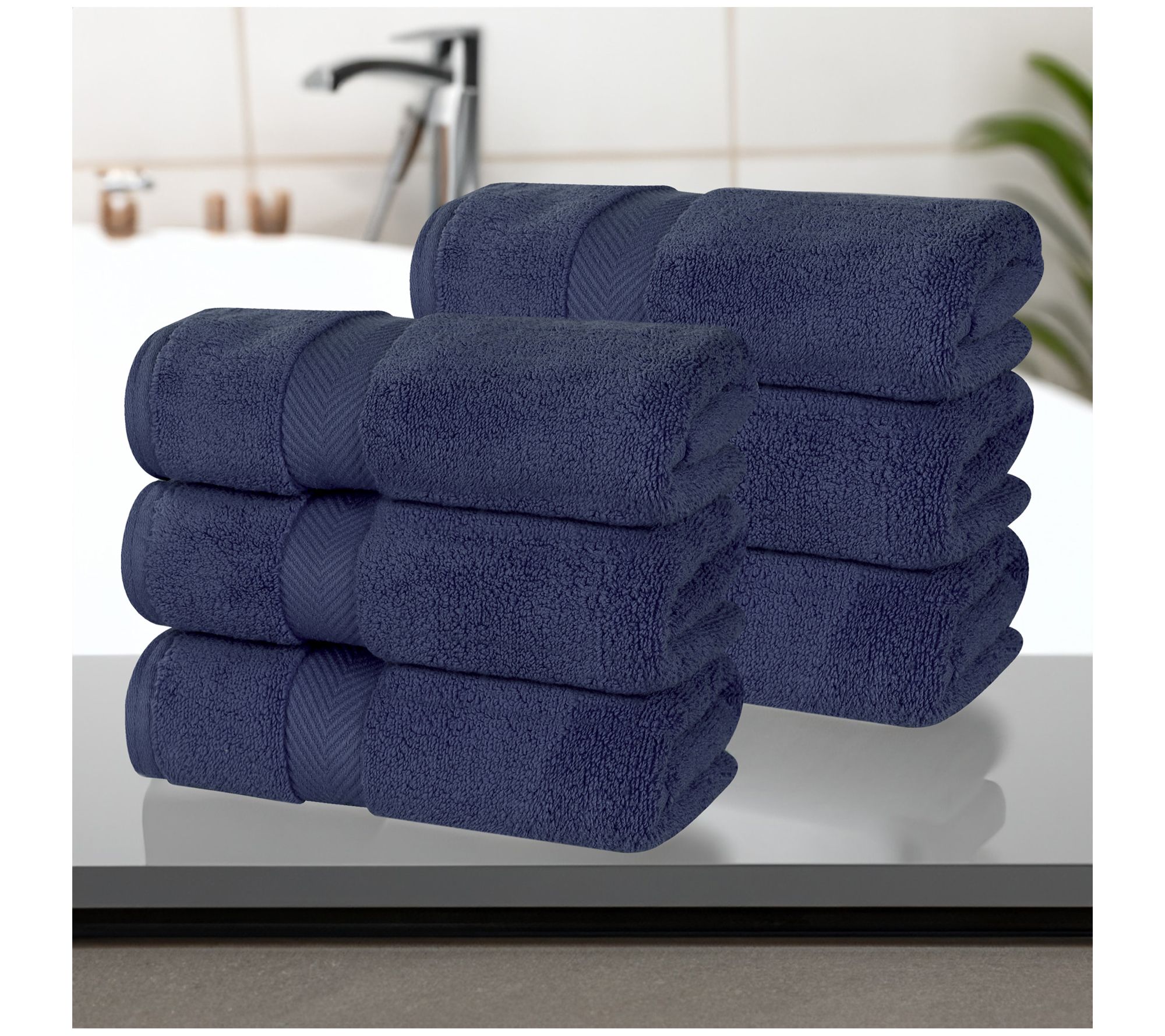 Superior Zero Twist Cotton Solid Hand Towel Setof 6